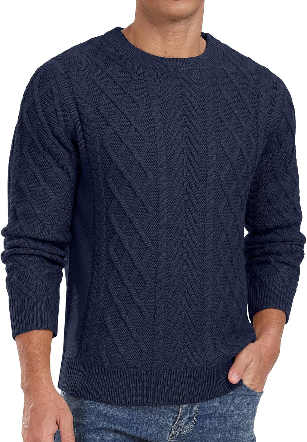 Askdeer Men's Pullover Sweater - Classic Fisherman Knit Style