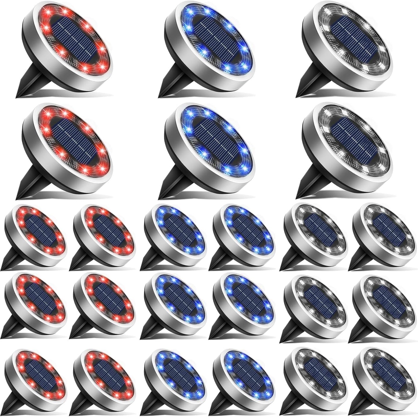24 Pack Solar Ground Lights for Garden Lawn Pathway Lighting