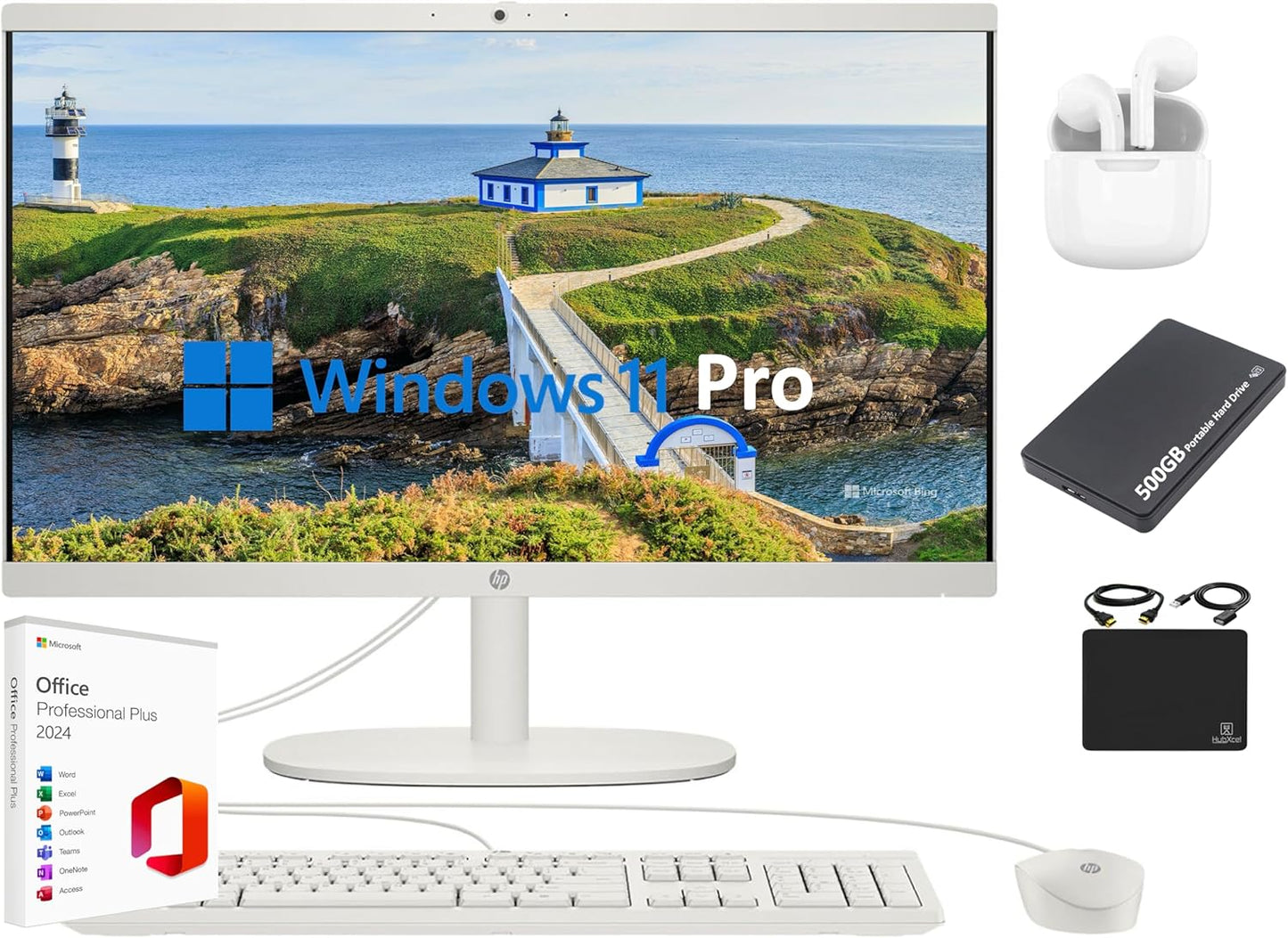 HP All-in-One Desktop Computer with 21.5in FHD Display