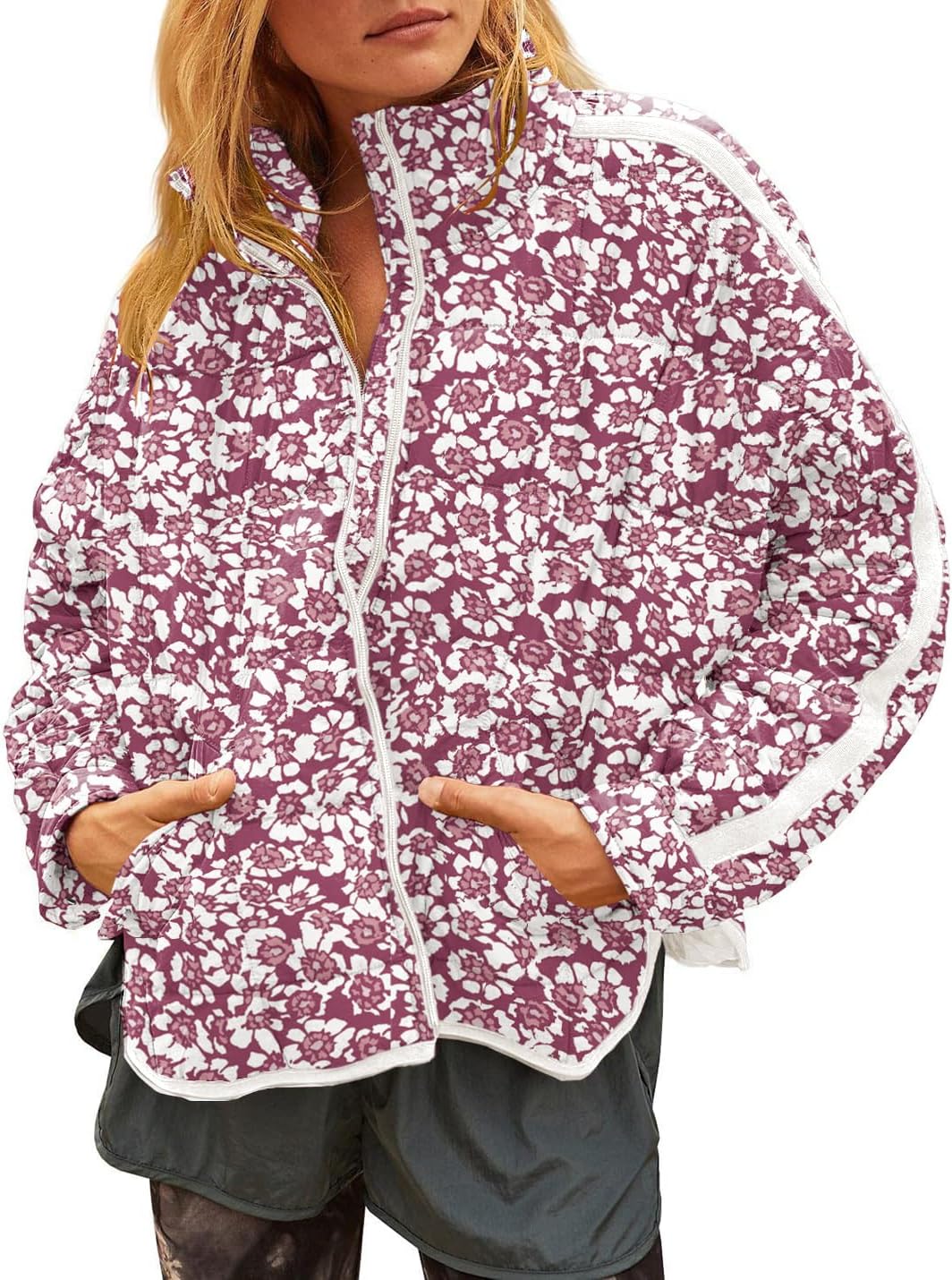 Gacaky Women's Baggy Lightweight Zip Puffer Jacket for Winter