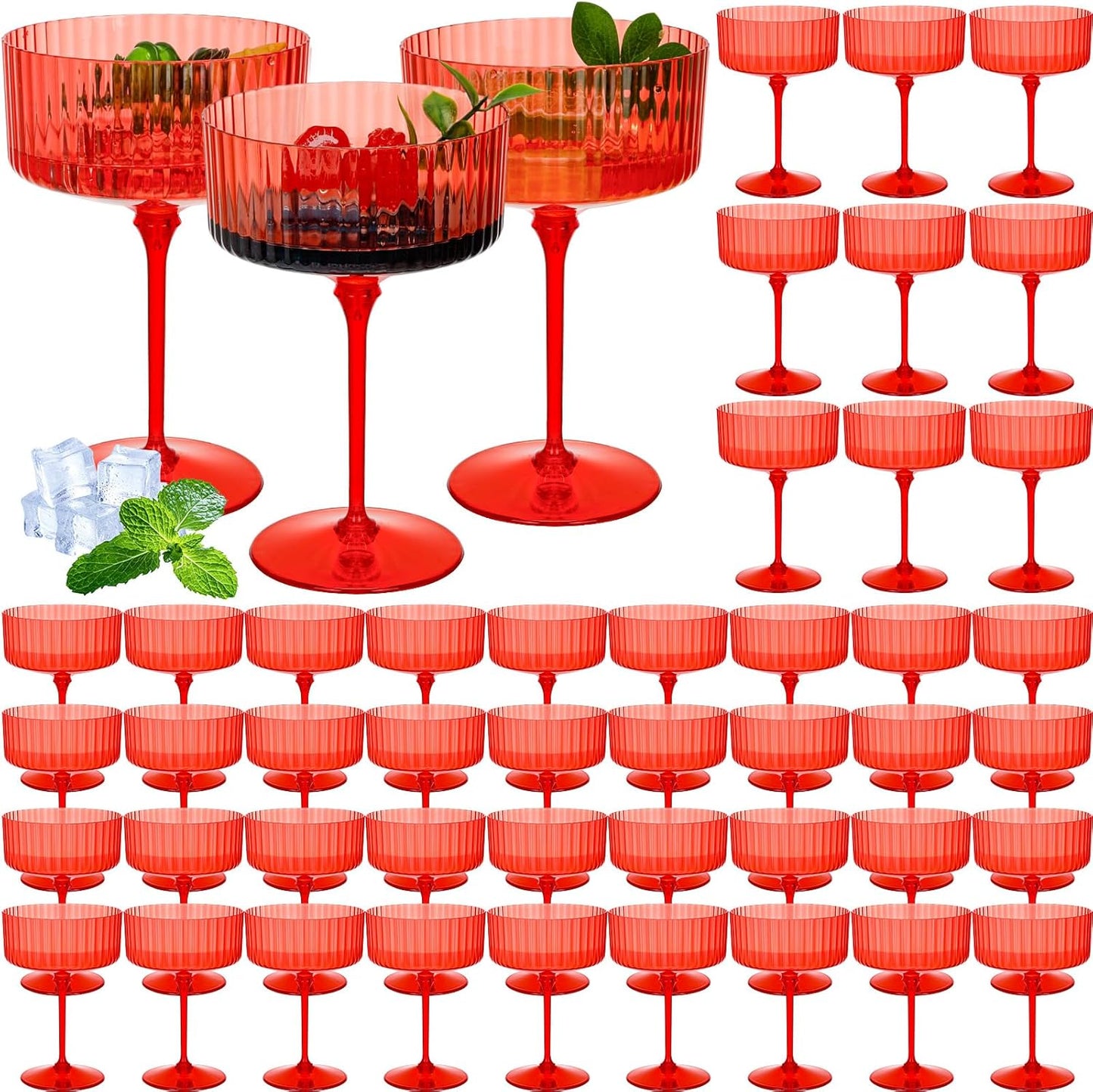 48 Pcs Ribbed Martini Glasses for Stylish Party Celebrations