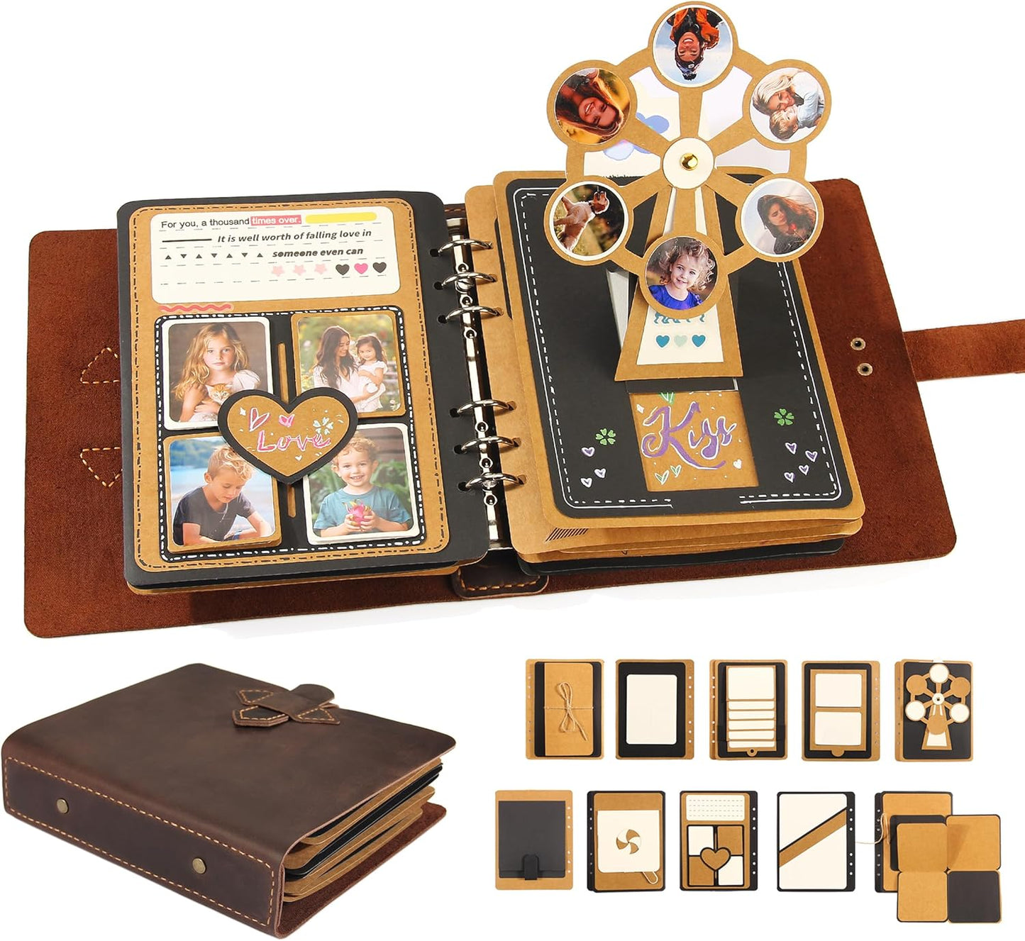Handmade Genuine Leather Scrapbook Photo Album for Memories