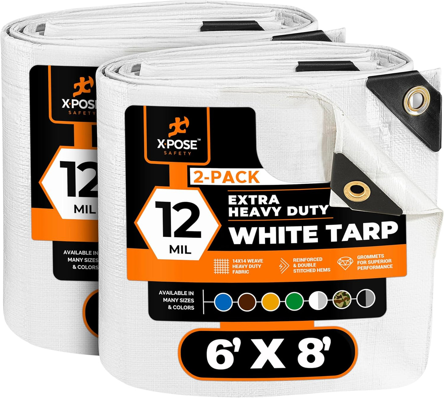 Heavy Duty White Poly Tarp 6ft X 8ft - Durable Waterproof Cover