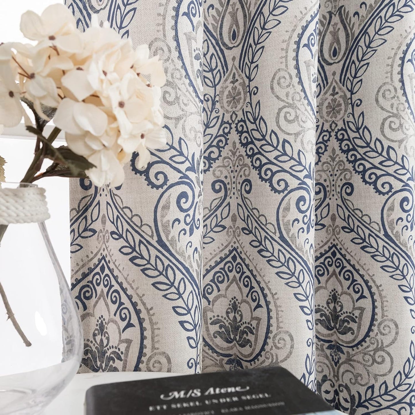 jinchan Linen Textured Curtains for Living Room Darkening 96 in