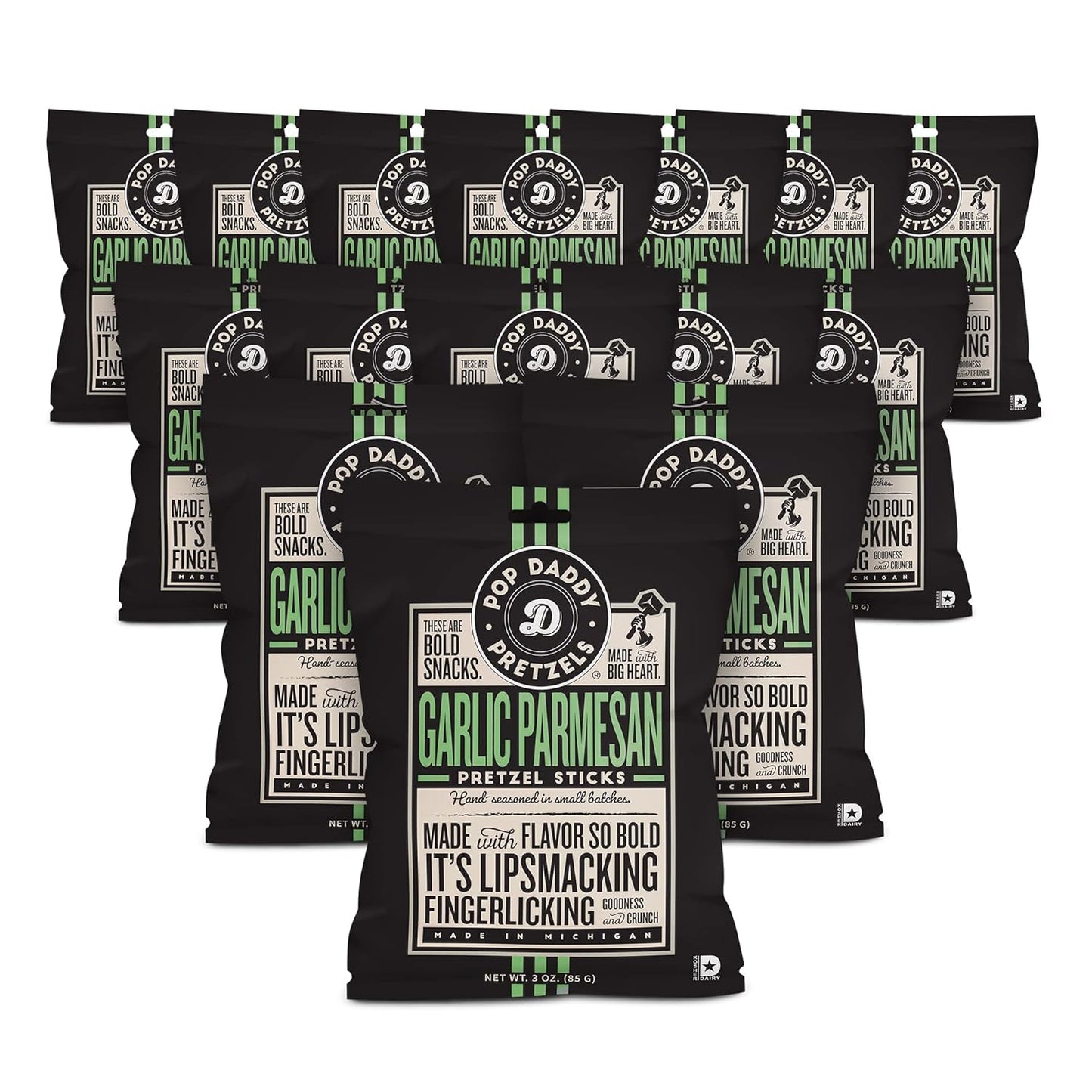 Pop Daddy Garlic Parmesan Pretzel Sticks - Bold Flavor Snacks