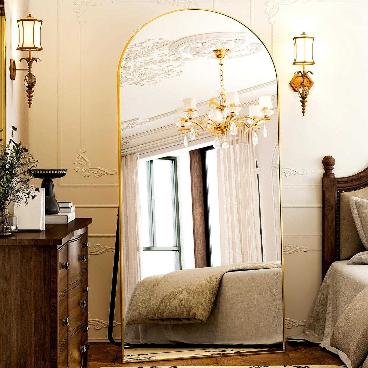 GLSLAND Arched Full Length Mirror - Elegant Floor Mirror Design
