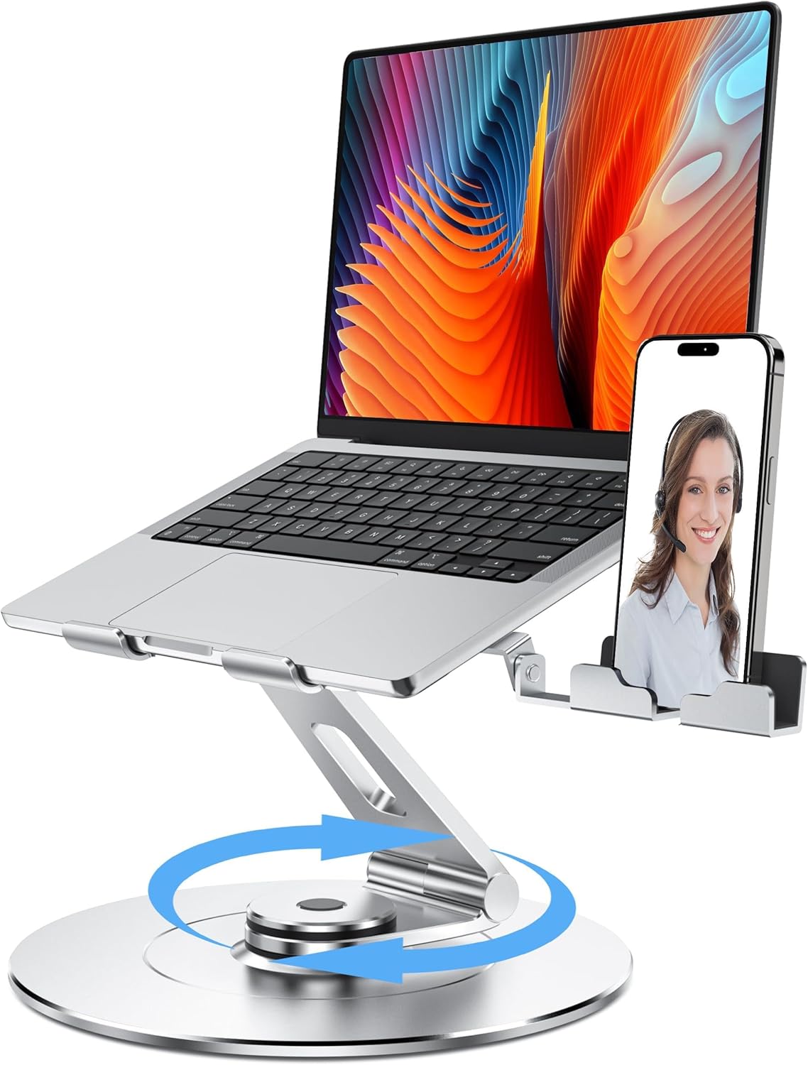 Adjustable Laptop Stand with Phone Holder for Ergonomic Use