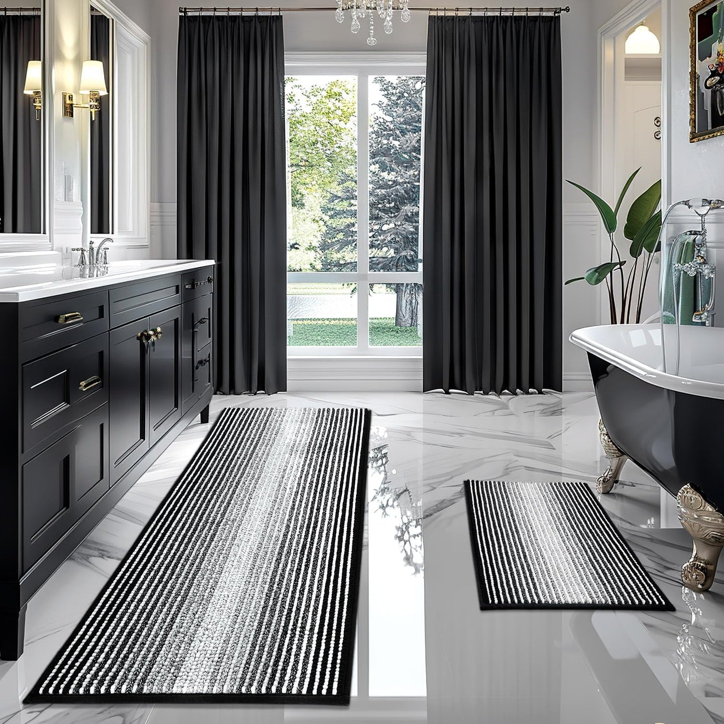 Thick Absorbent Chenille Bath Mat Set for Ultimate Comfort