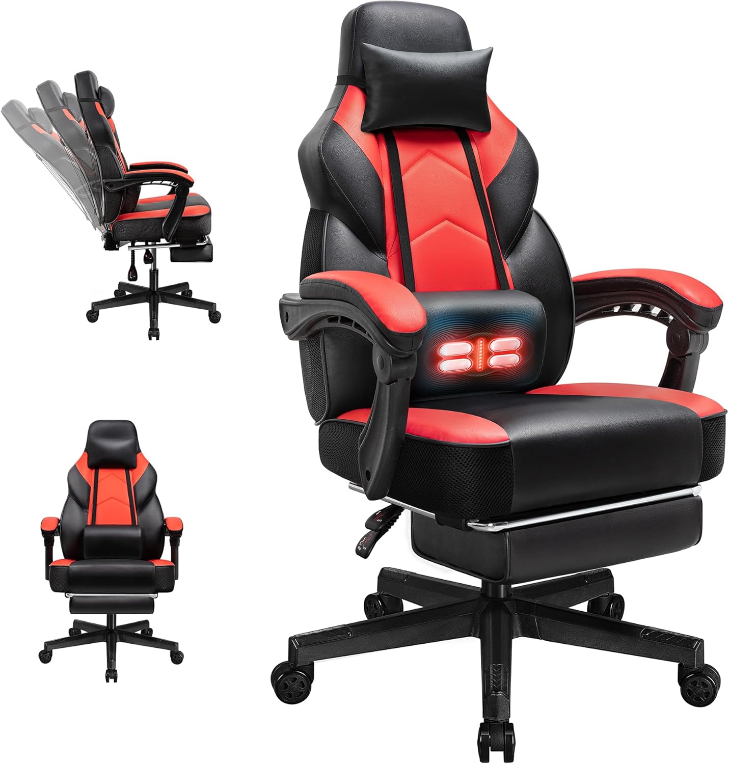 Gaming Chairs for Adults with Footrest and Massage Support