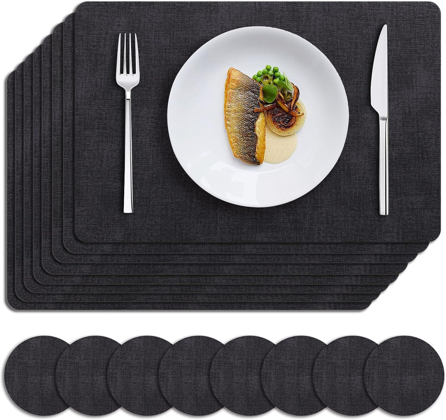 Heat Resistant Vinyl Placemats Set of 8 for Dining Table