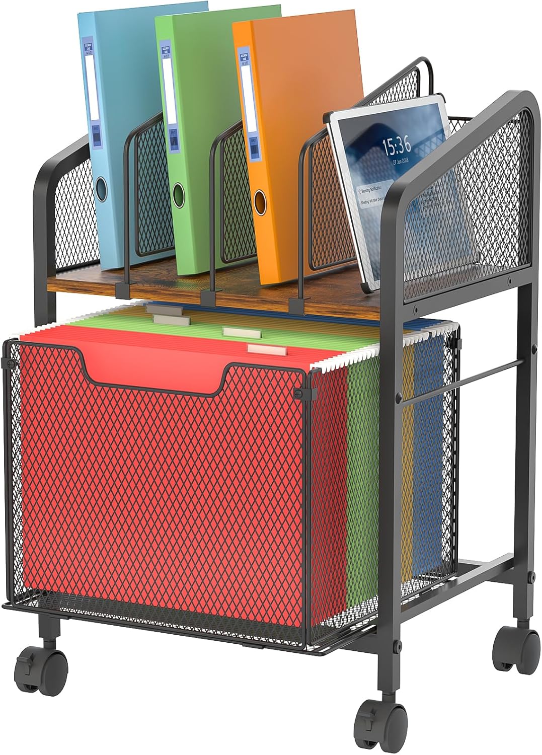 Rolling File Cabinet with Adjustable Dividers for Office Use