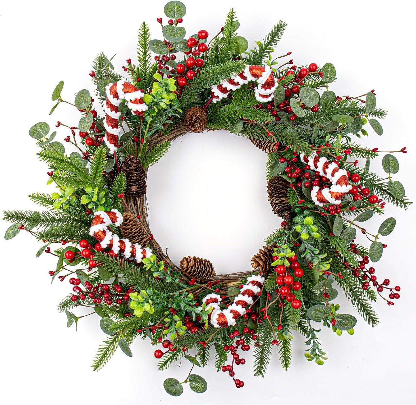 20 Inch Christmas Wreaths for Front Door with Holly Berries