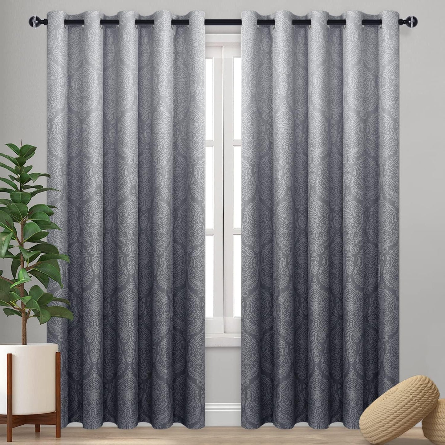 DWCN Grey Ombre Blackout Curtains - Thermal Insulated Panels