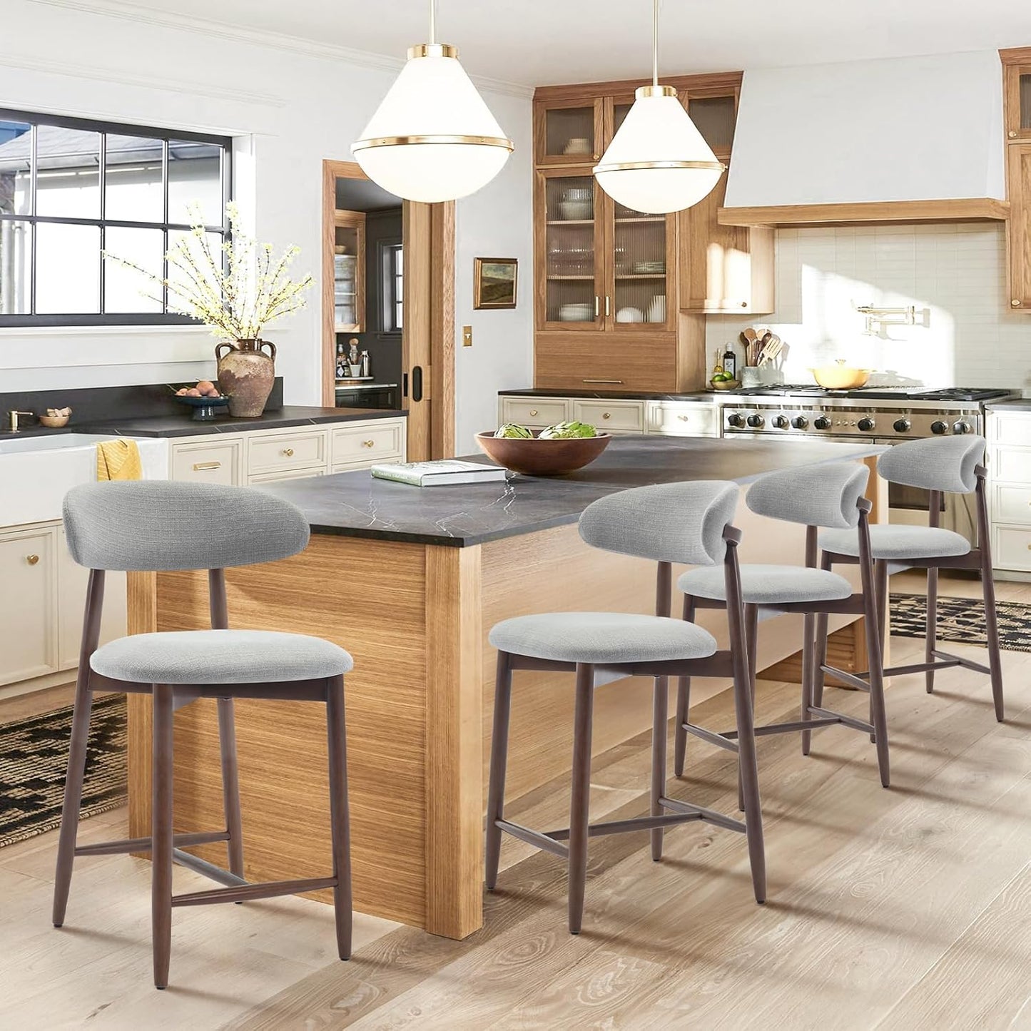 COLAMY Counter Height Bar Stools Set of 4 for Kitchen Island