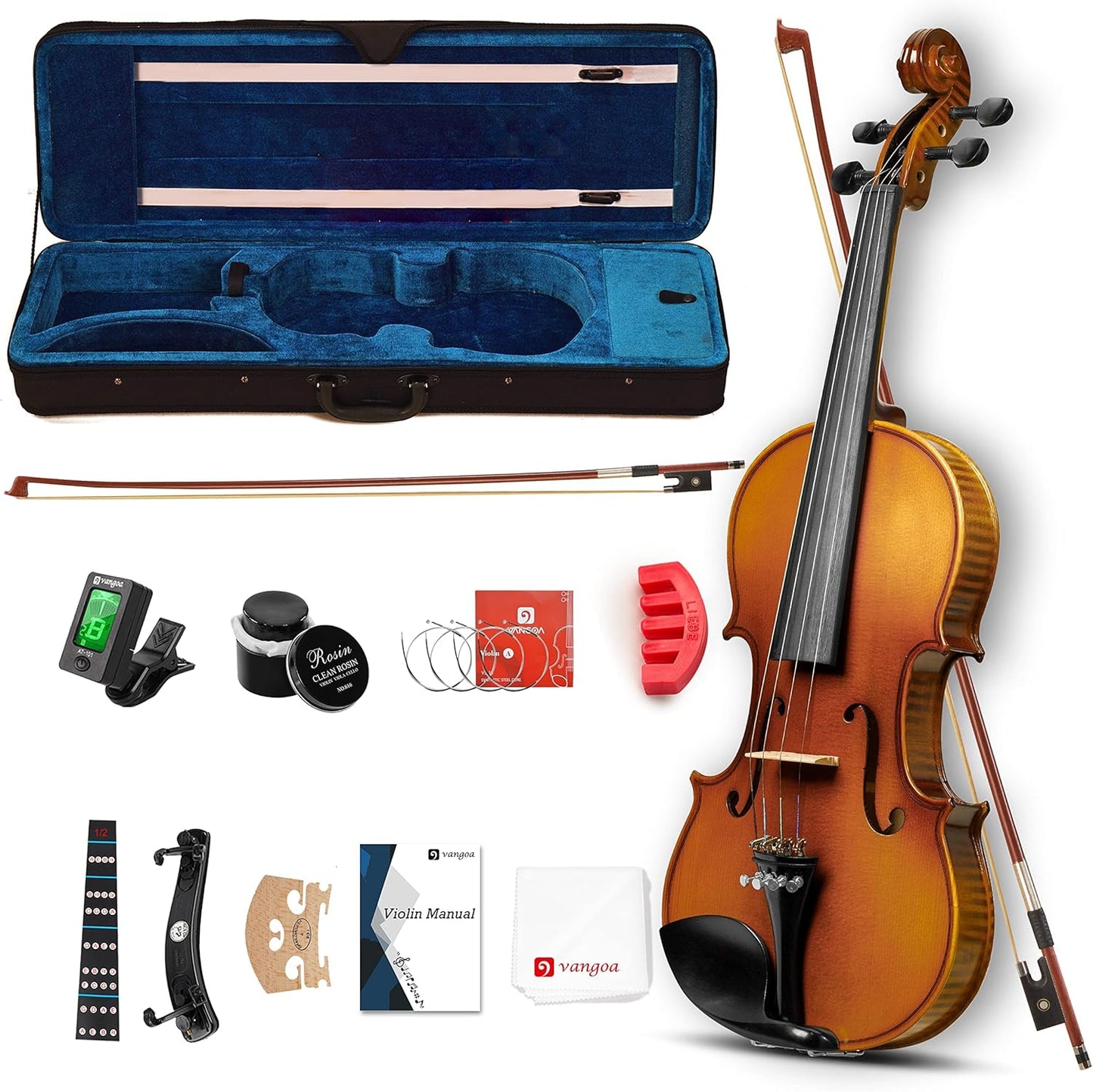 Vangoa 1/2 Full Size Acoustic Violin Fiddle Kit for Beginners