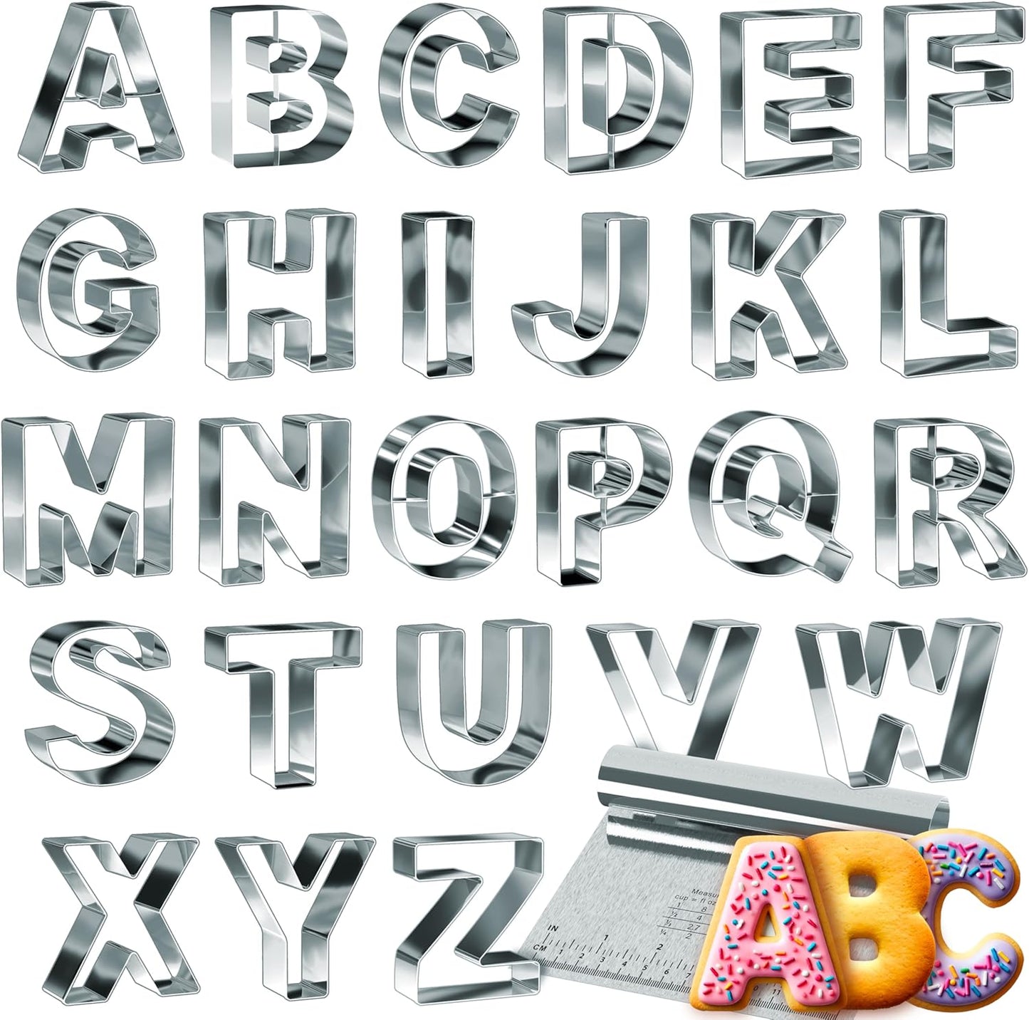 Bakerpan Stainless Steel Alphabet Cookie Cutter Set for Baking