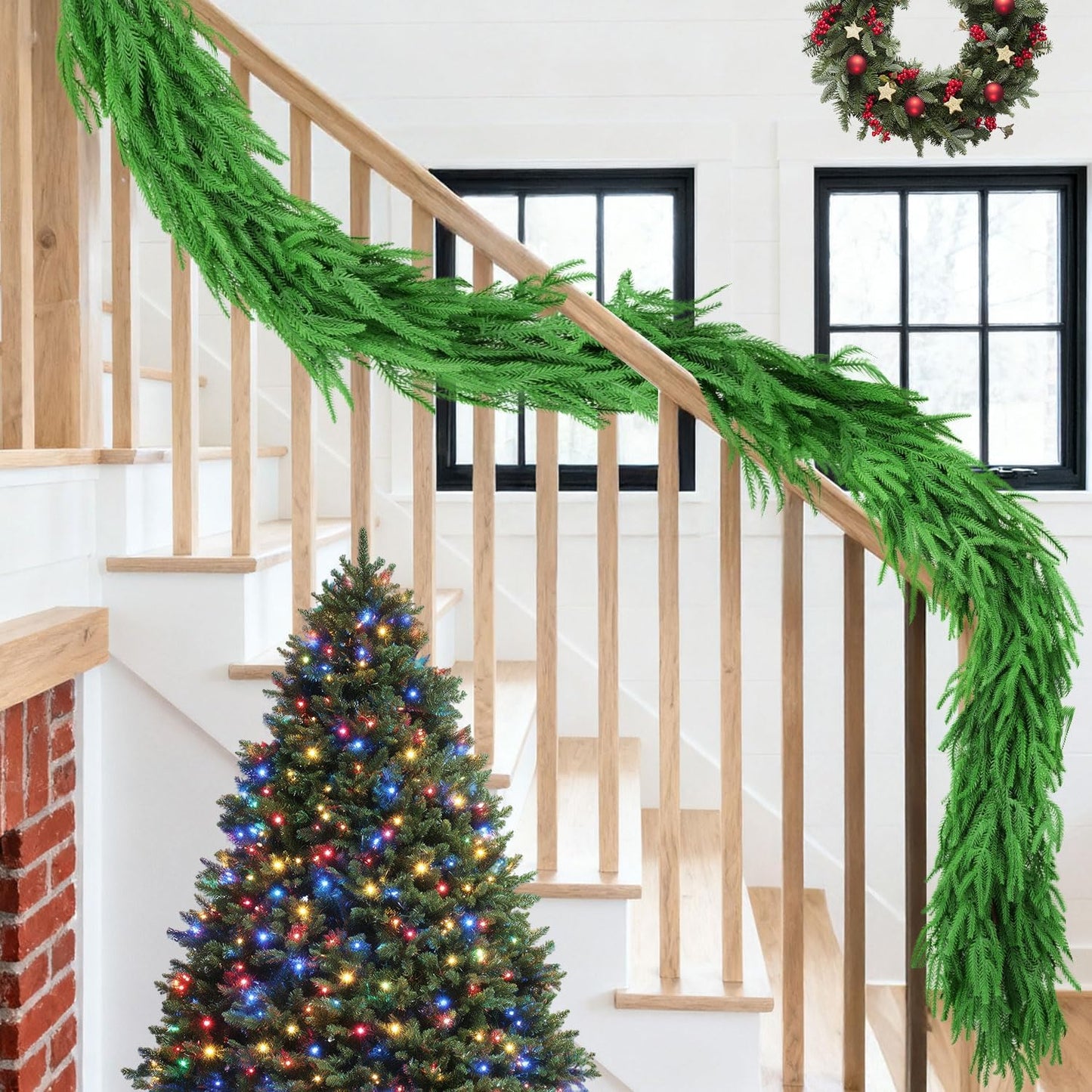 Thickened Upgraded 9 Ft Artificial Norfolk Pine Garland for Decor