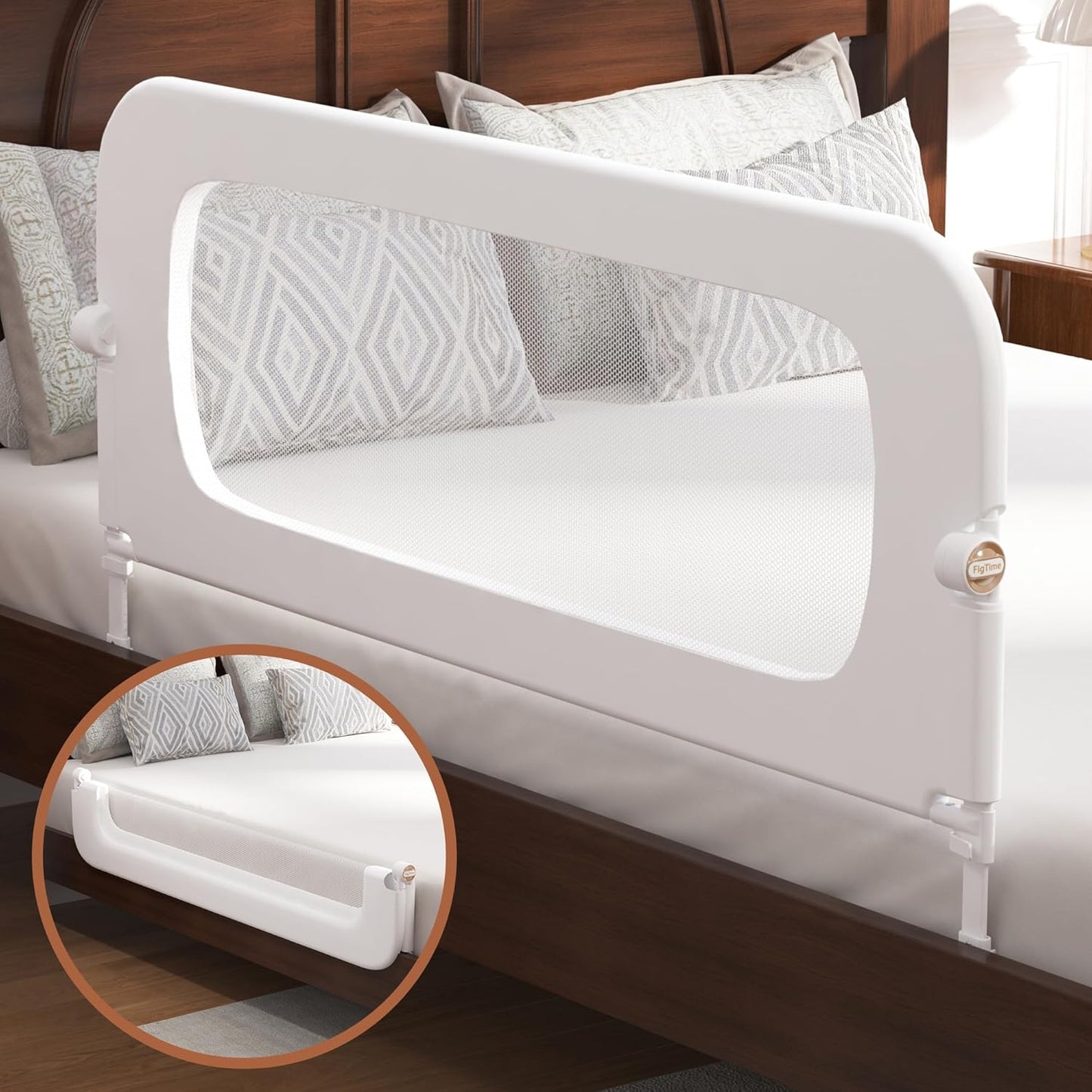 Toddler Bed Rail Guard for Kids, Adjustable & Foldable Design