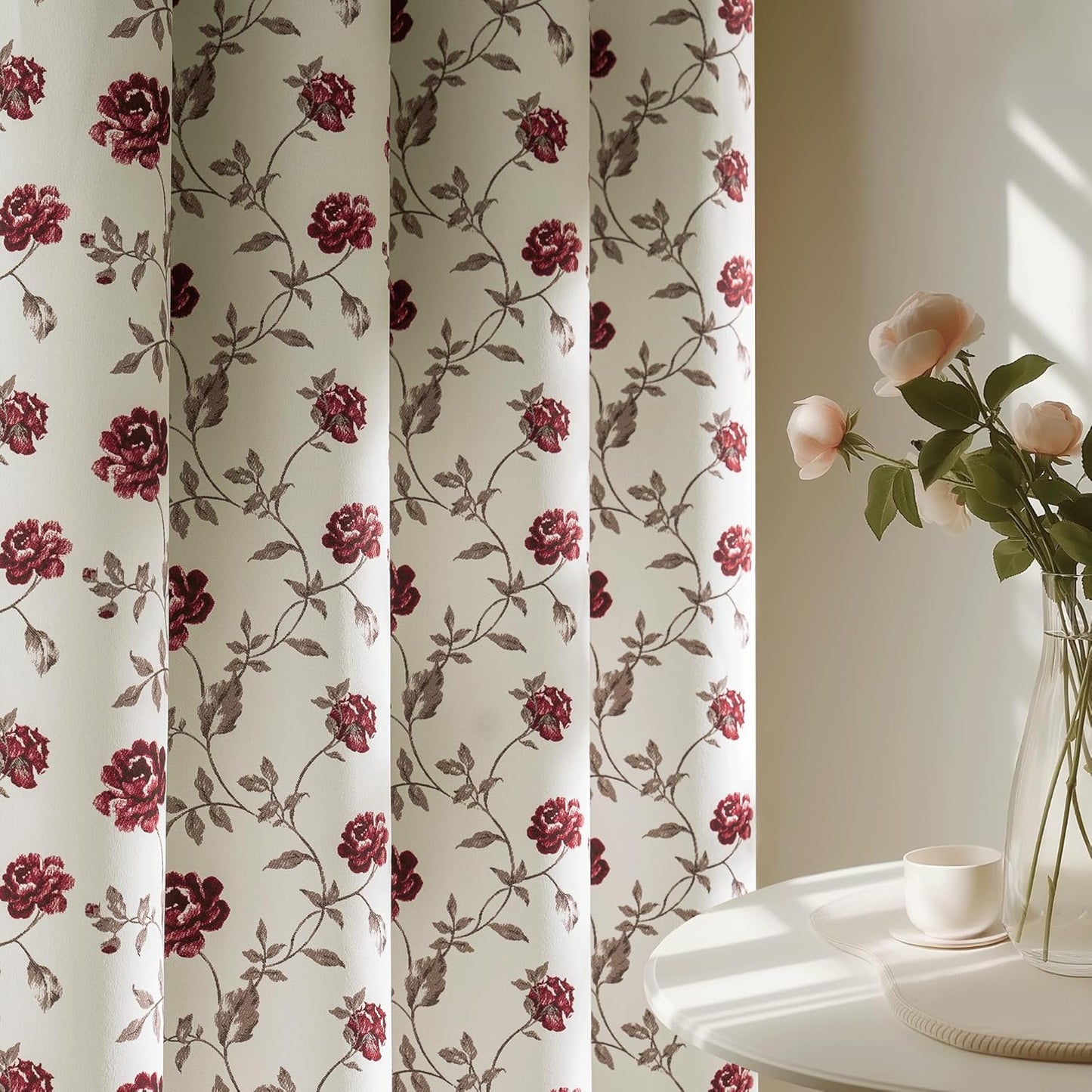 Beauoop Floral Blackout Curtains for Bedroom Living Room Decor