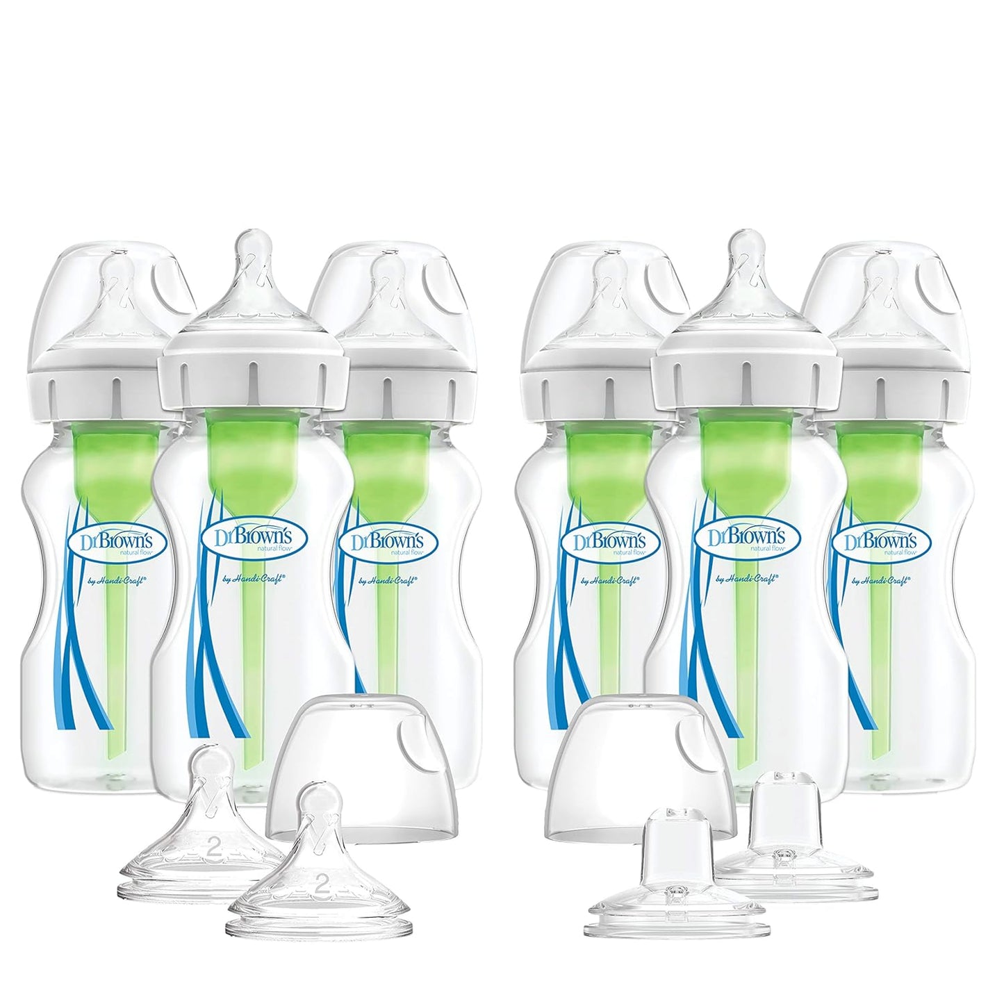 Dr. Brown's 9oz Anti-Colic Baby Bottles 6+2 Pack - Easy Feeding Transition