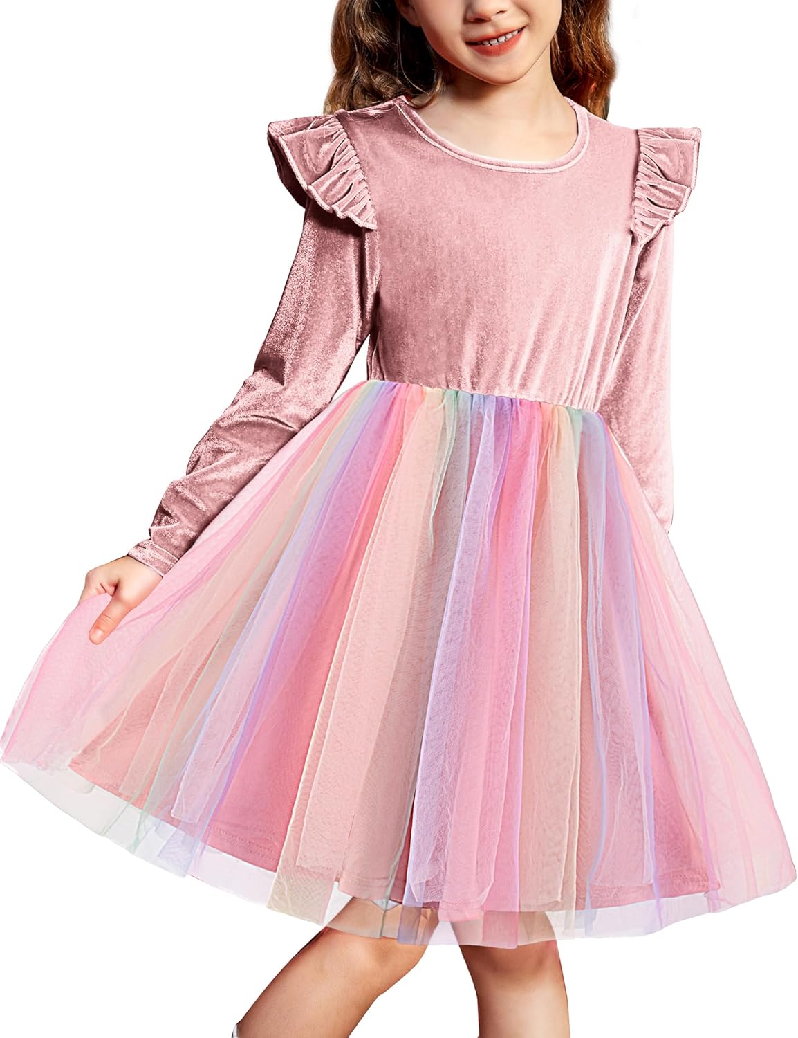 Toddler Tutu Dresses for Girls - Velvet Tulle Long Sleeve Style