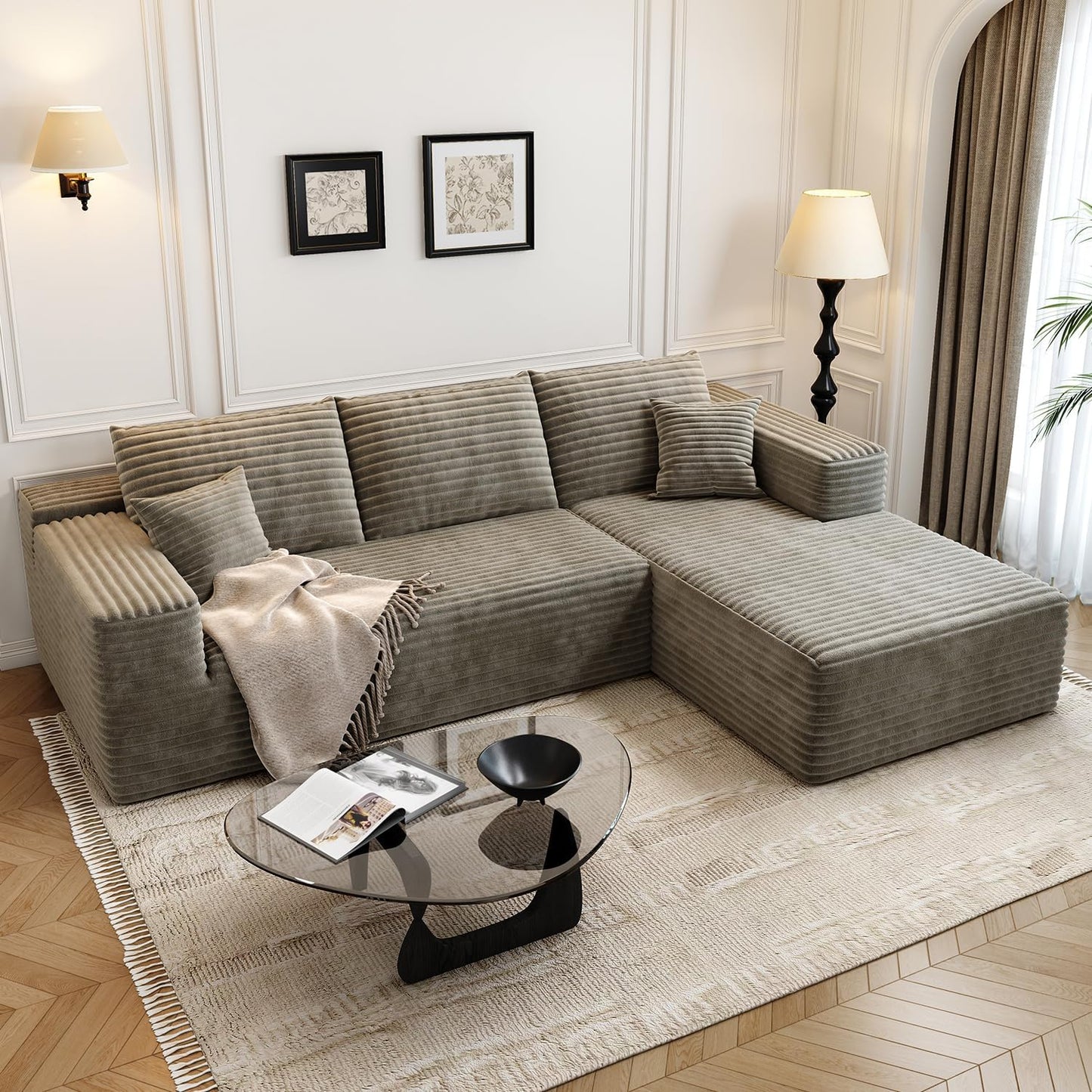 107.5in Cloud Modular Sectional Sofa Couch with L-Shape Chaise