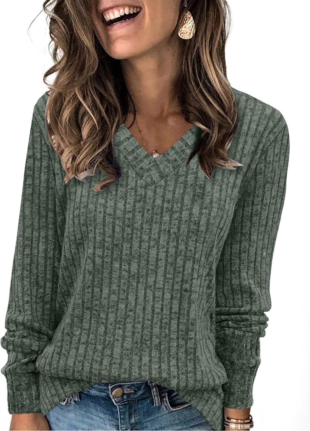 Cozy Fall Style with SAMPEEL V Neck Top