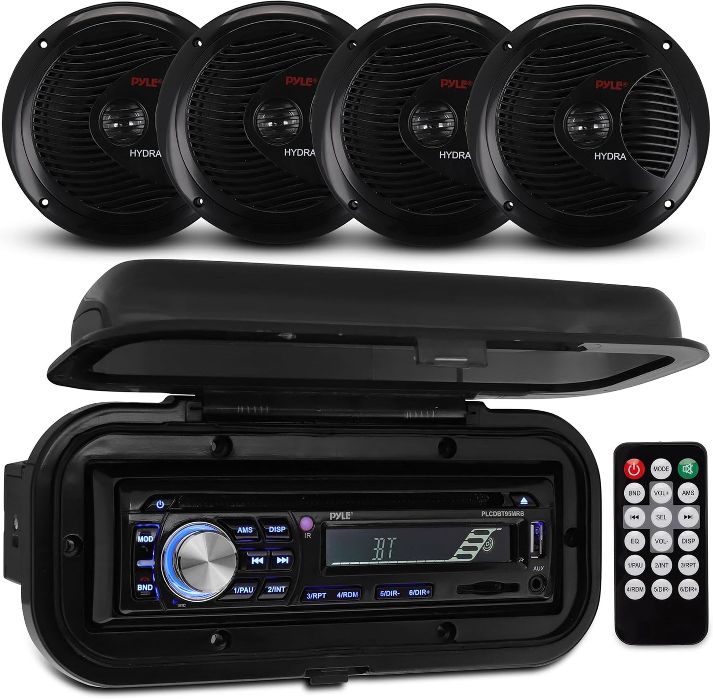Pyle Marine Bluetooth Stereo Kit - Hands-Free Calling, Waterproof Speakers