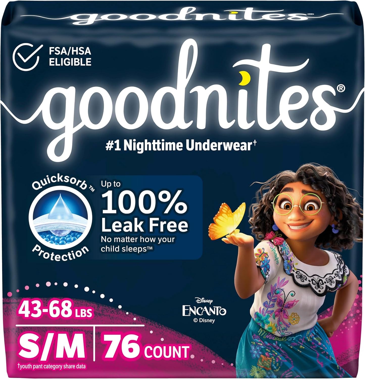 Goodnites Girls' Bedwetting Underwear for Size S/M, 76 Ct
