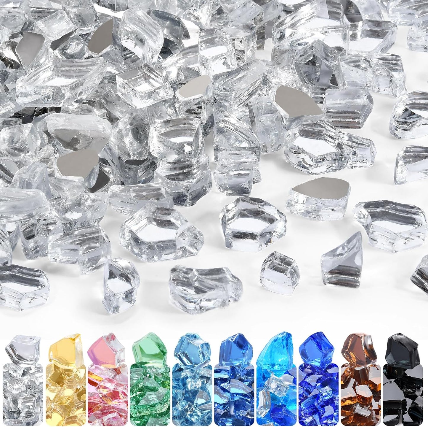 GasSaf 1/2 Inch Fire Glass for Fire Pits and Fireplaces