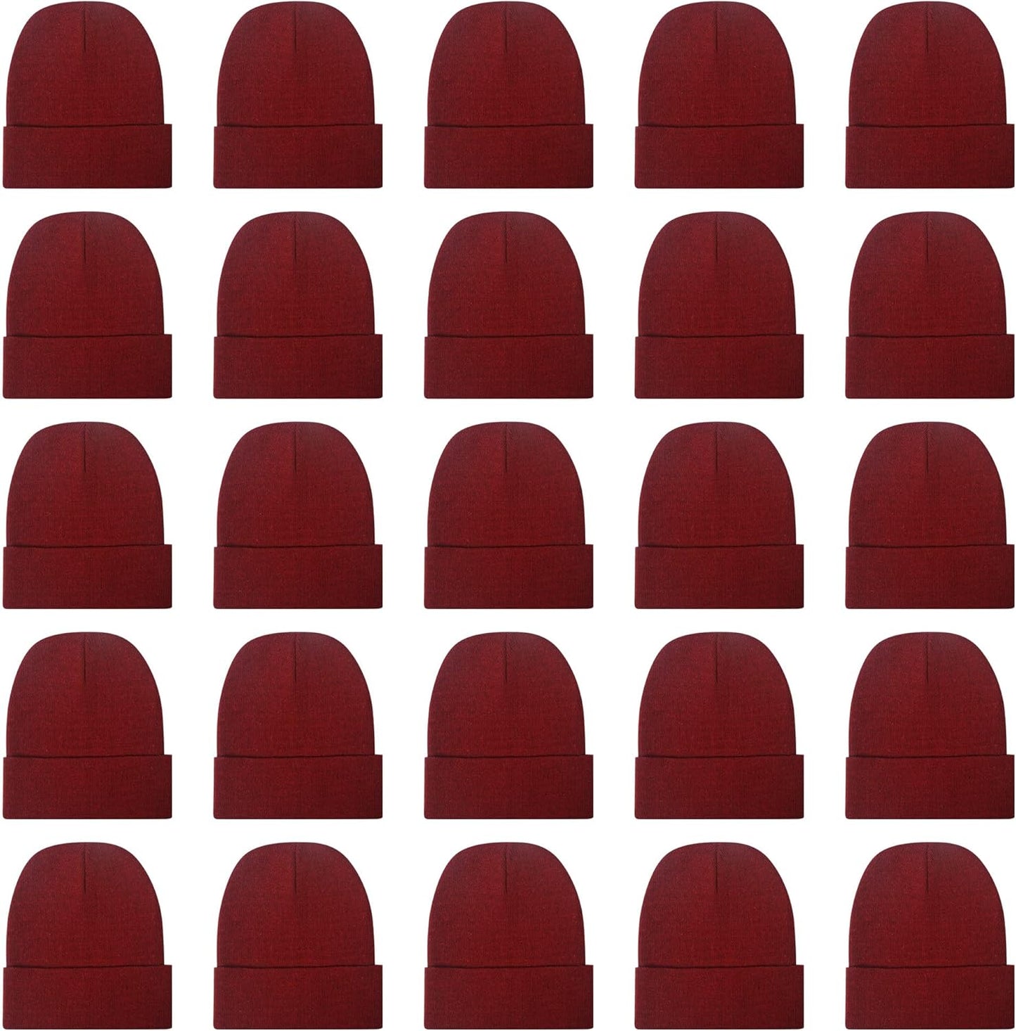 25 Pack Winter Beanie Hats Bulk for Men Women - Knit Caps