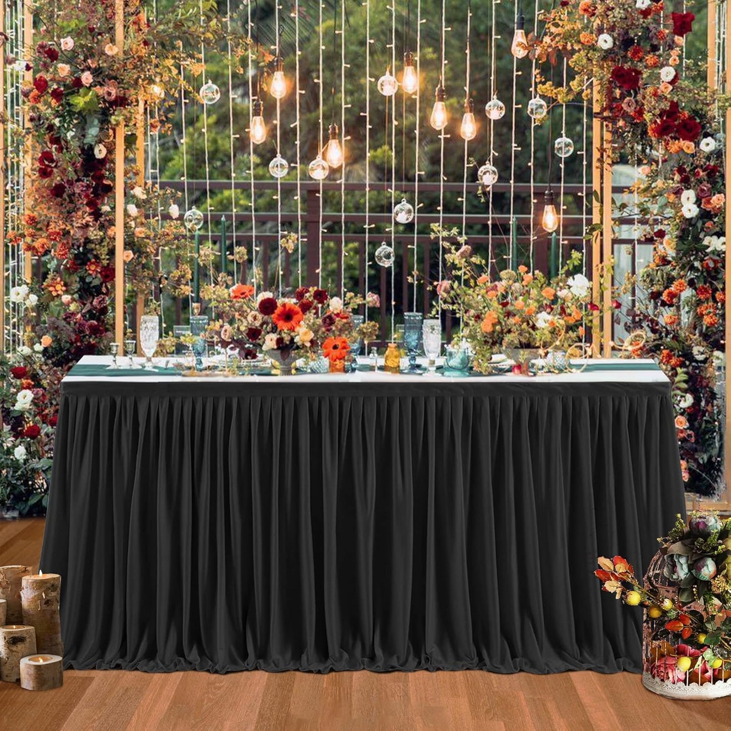 17ft Black Table Skirts for Rectangle Tables - Perfect for Events