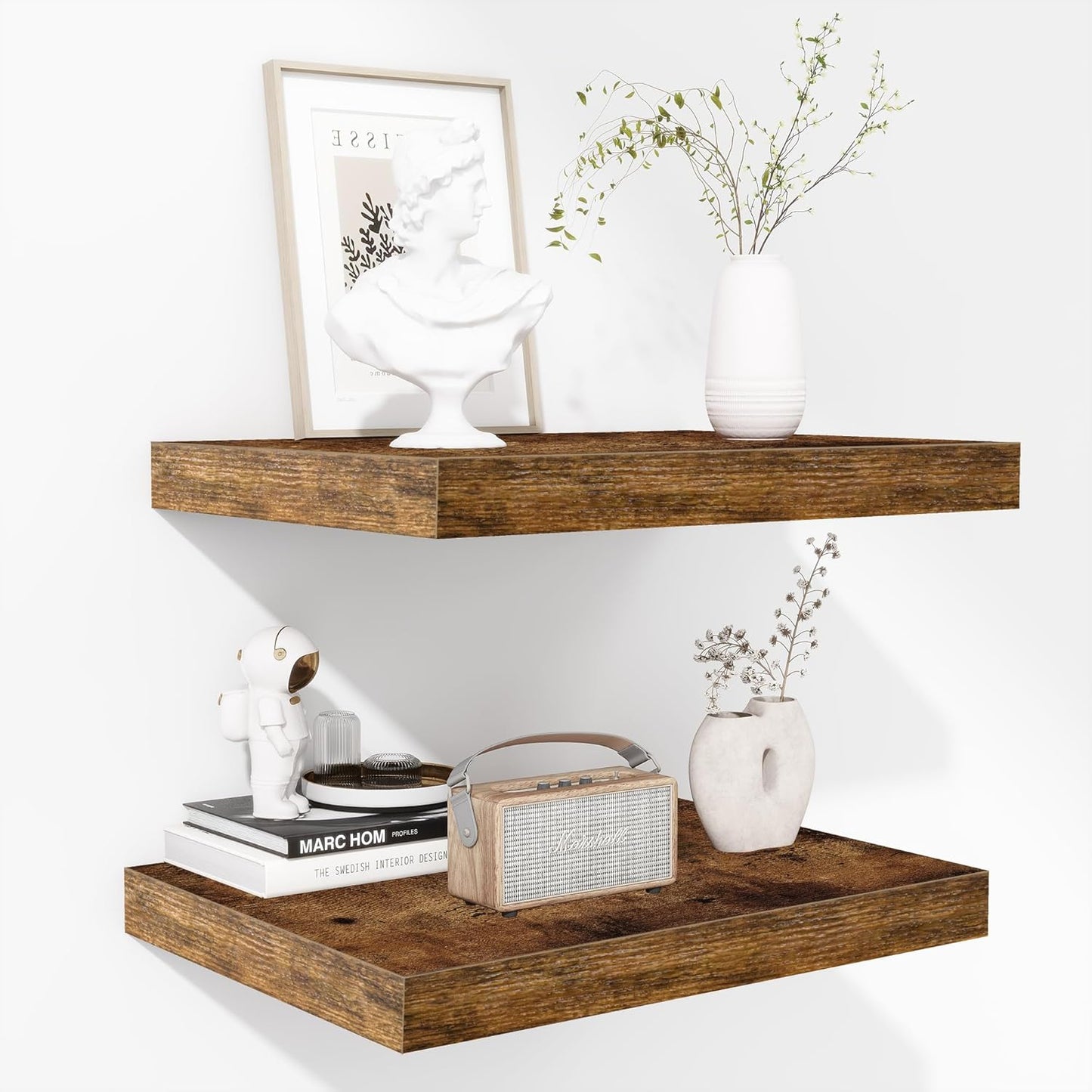 Rustic Wooden Floating Shelves - 12 Inch Deep Storage Solution