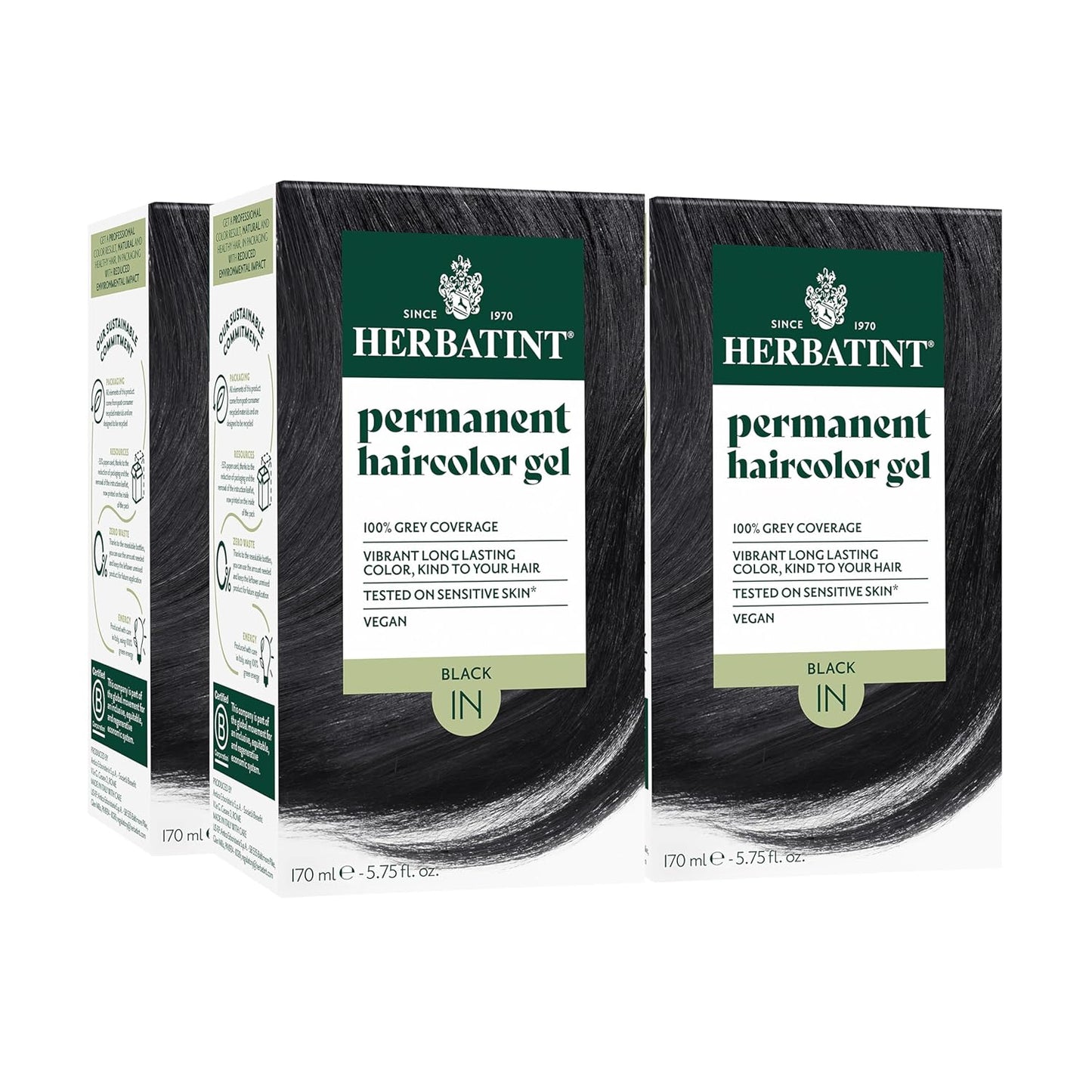 Herbatint Permanent Hair Dye 1N Black for 100% Gray Coverage