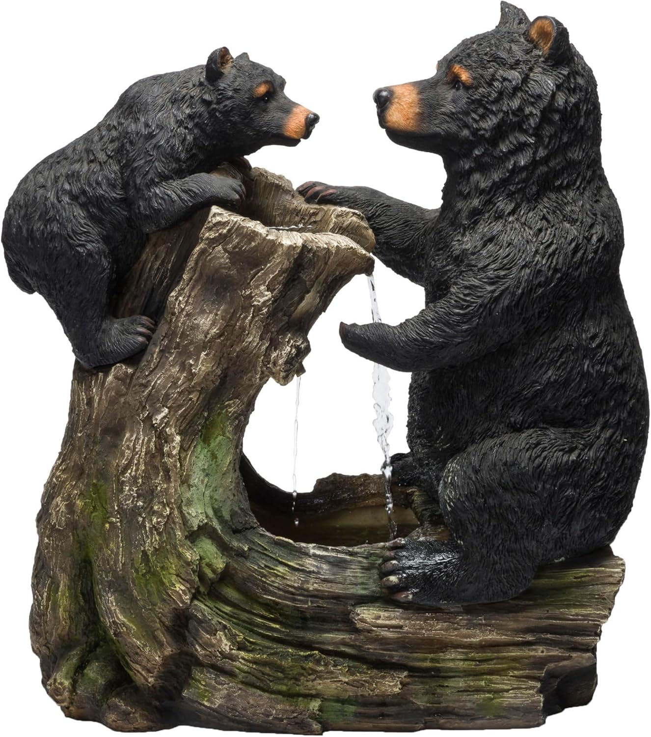 Indoor/Outdoor Floor Bear and Cub Fountain for Tranquil Spaces