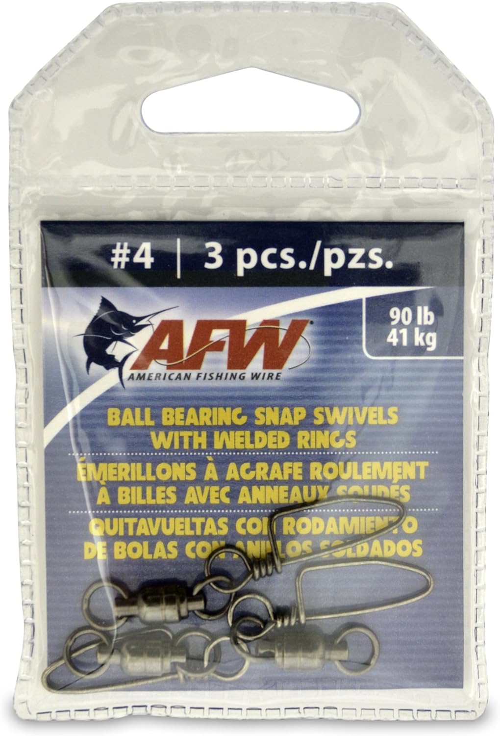 AFW Black Ball Bearing Snap Swivels (Size 4, 90 lb) - Pack of 3