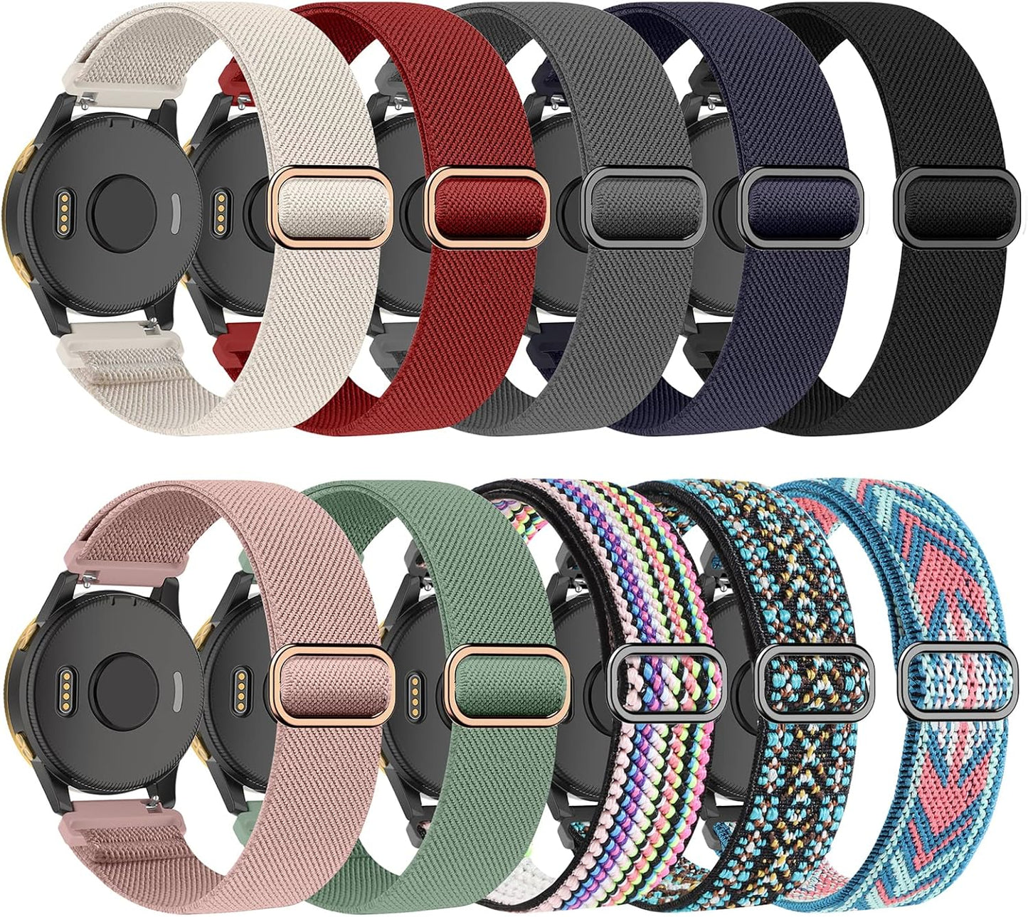 10 Pack Soft Nylon Bands for Garmin Watches by Wizvv