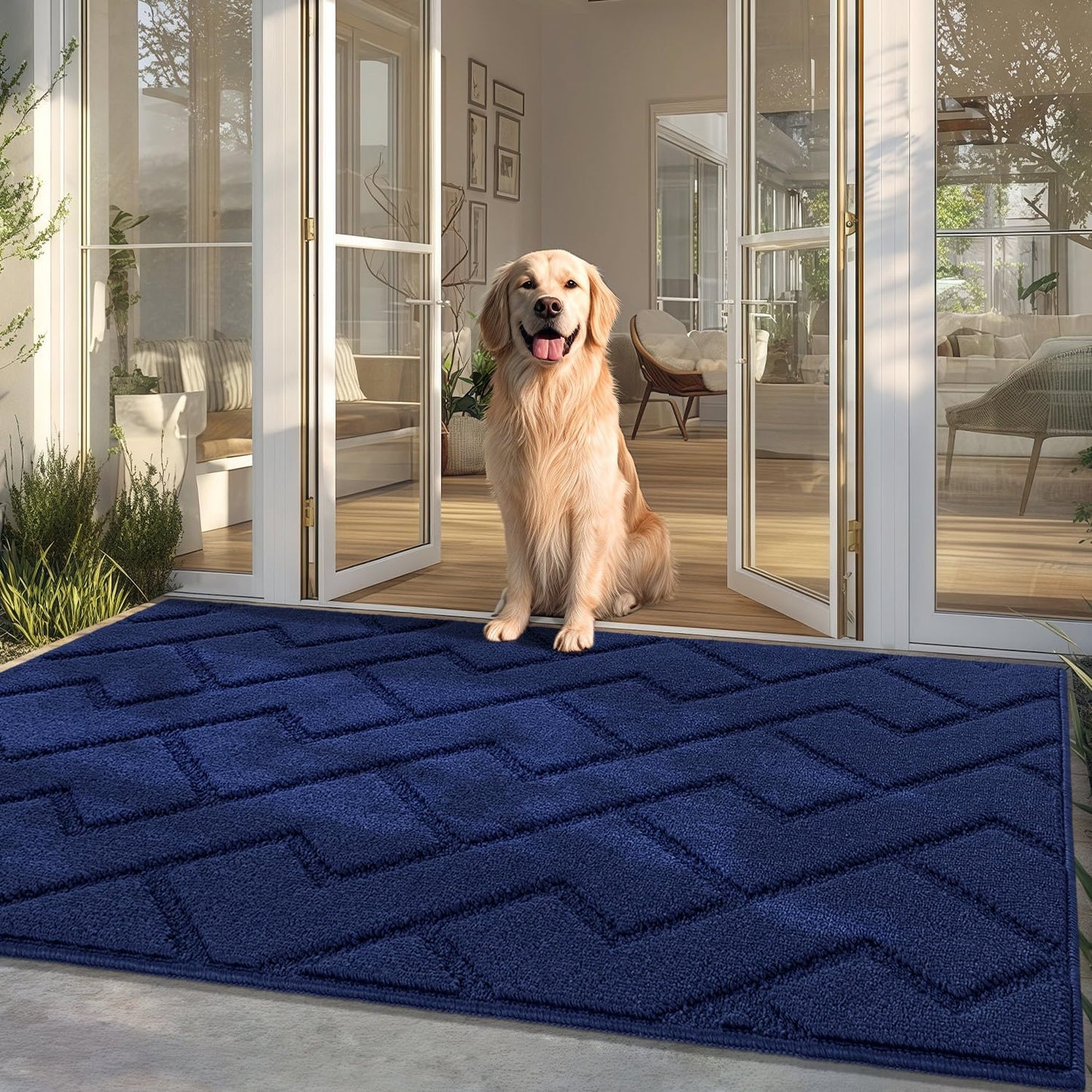 Hicorfe Front Door Mat - Absorbent Non-Slip Indoor Outdoor Mat