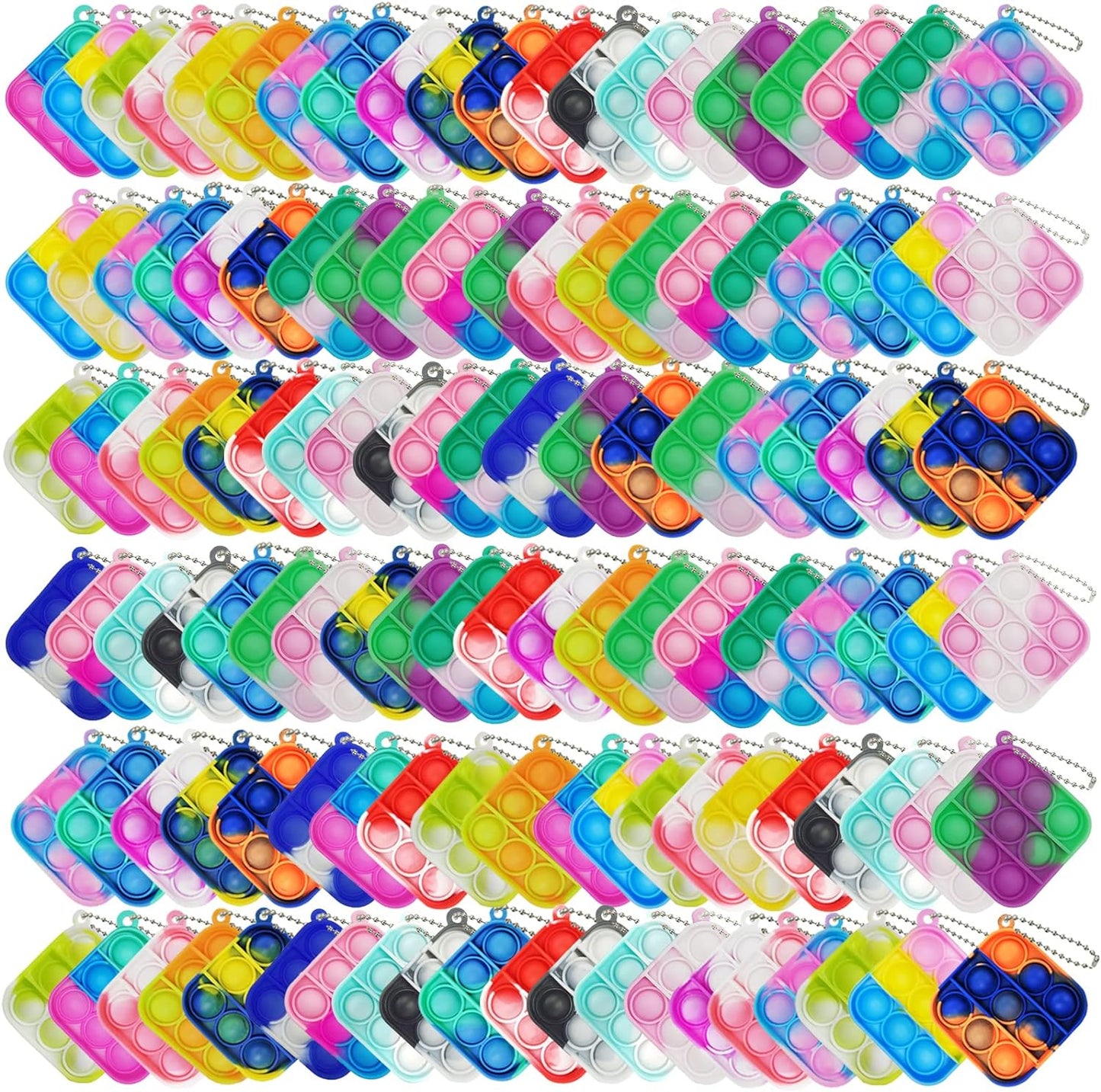 Clanam Mini Pop Fidget Keychain Set - 120 Fun Poppers!