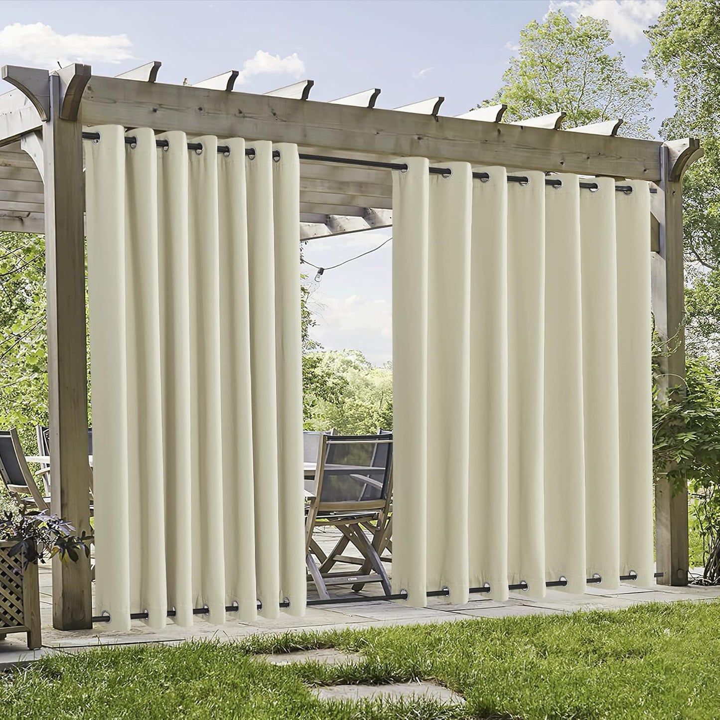 RYB HOME Extra Wide Outdoor Curtains for Patio and Porch Use
