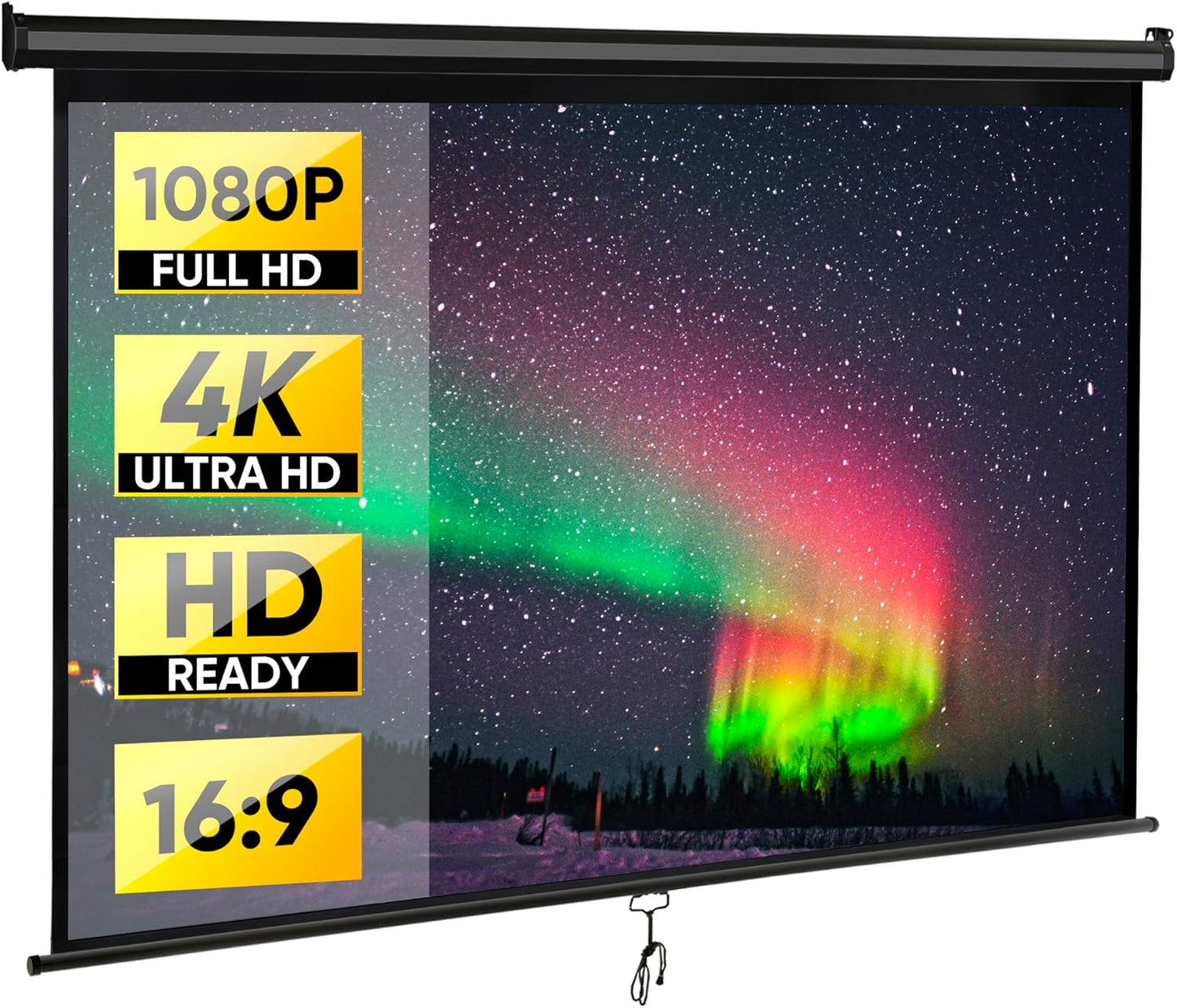 80in HD Manual Projector Screen for Home Theater and Office