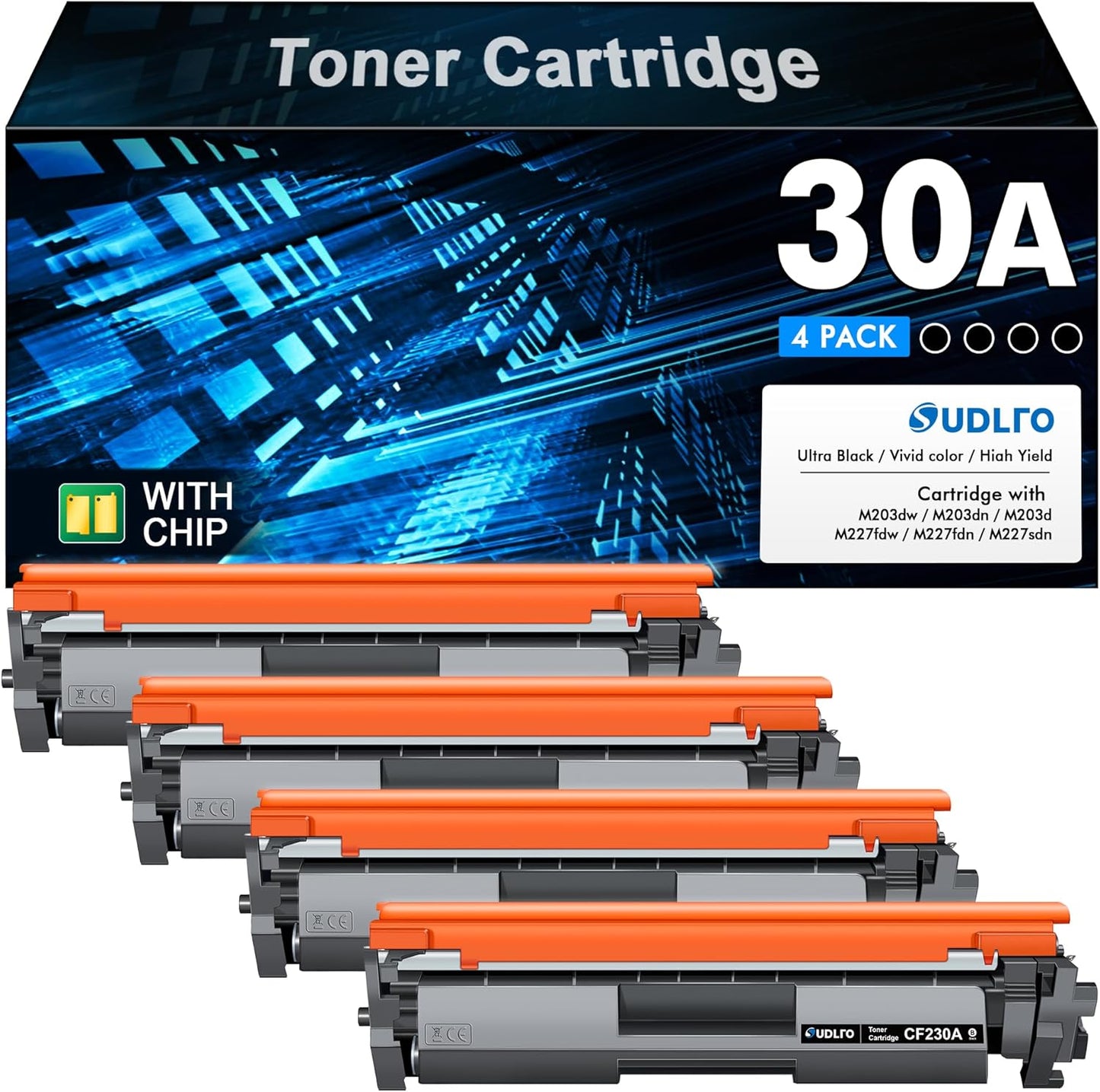 CF230A Toner Replacement for HP Printers - 4-Pack Black Toner