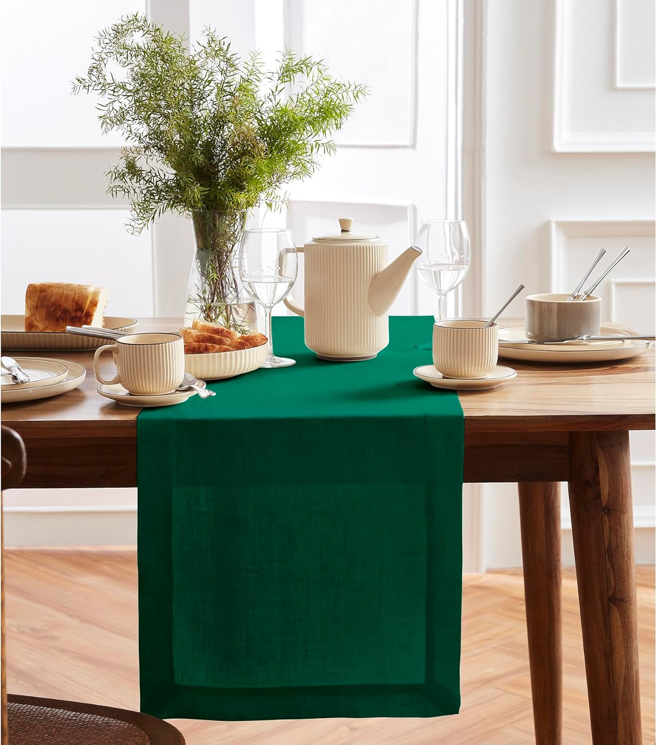 Elegant Green Table Runner 14 x 60 Inch for Stylish Decor