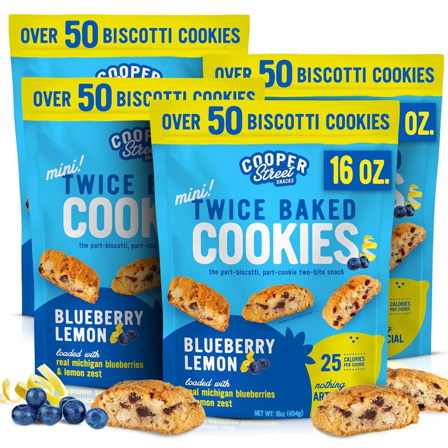 Cooper Street Twice-Baked Blueberry Lemon Biscotti Cookies Pack