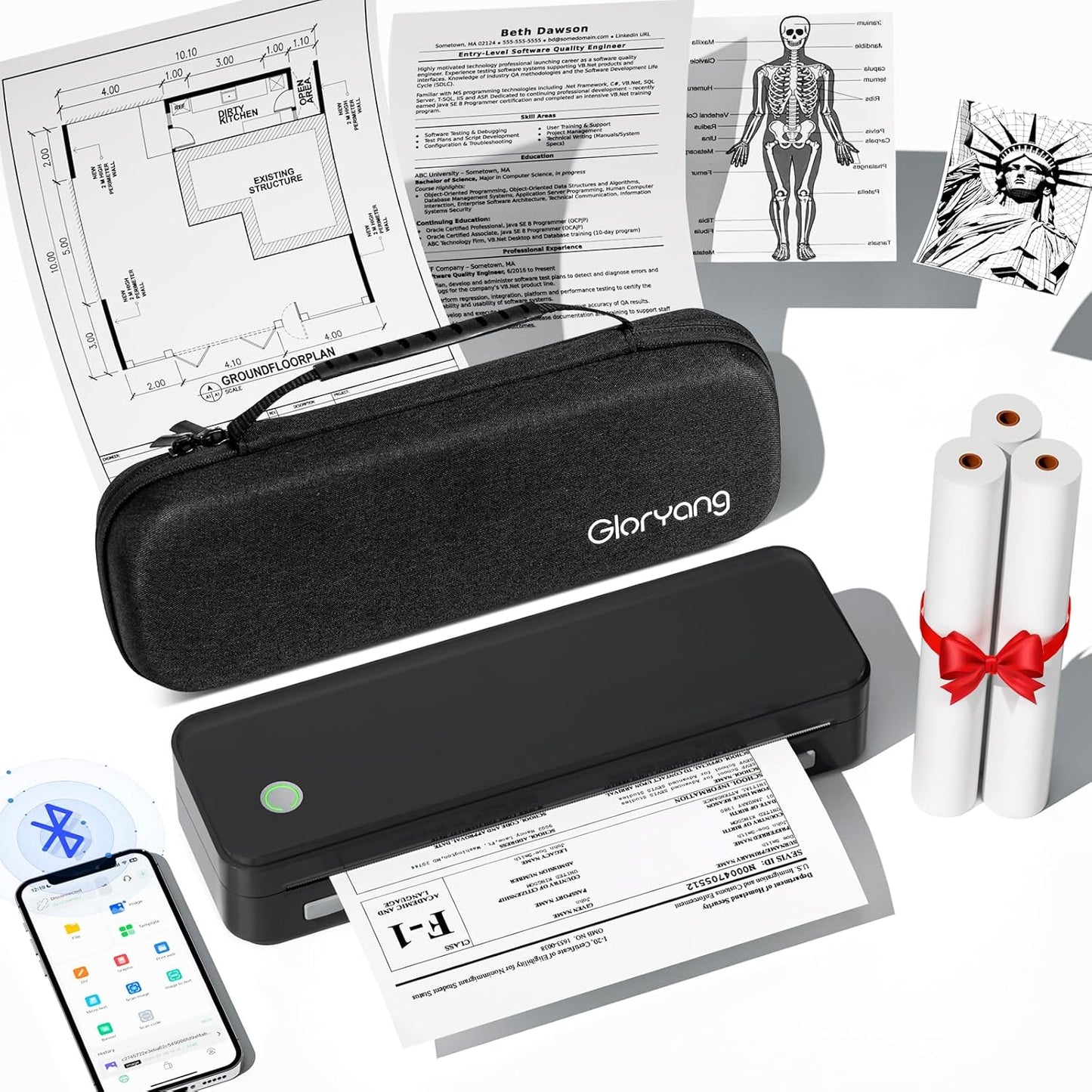 Gloryang Inkless Portable Printer: Print Anywhere, Anytime!