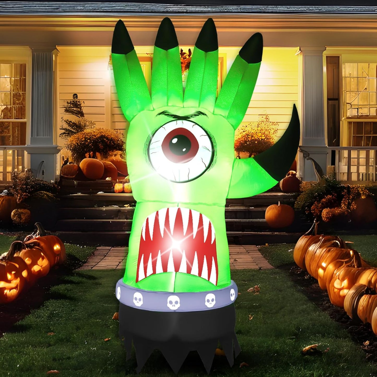 8FT Green Palm Halloween Outdoor Inflatable Decoration with LED