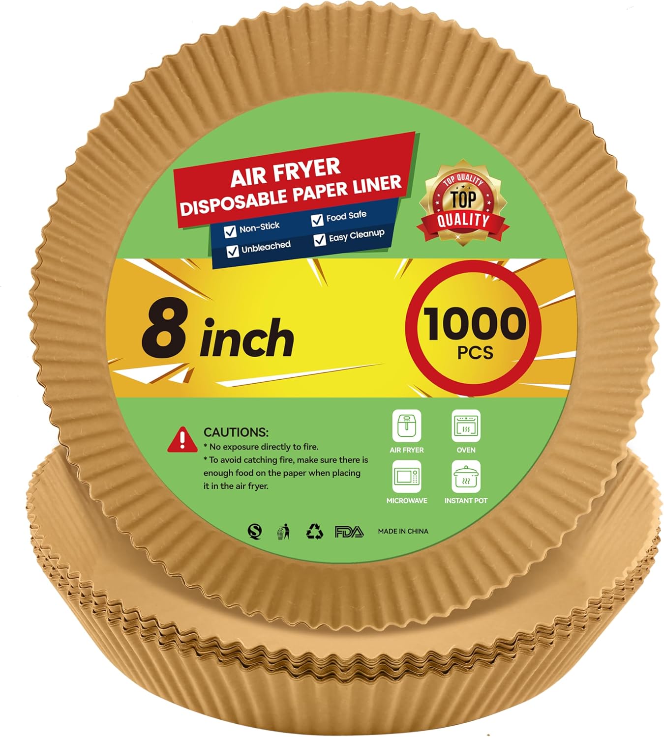 Thickened 8 Air Fryer Liners - 1000 Pcs, Reversible Parchment