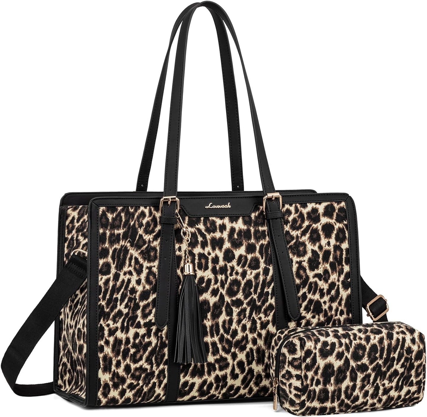 LOVEVOOK Lightweight Canvas Laptop Tote Bag for Women 15.6 in