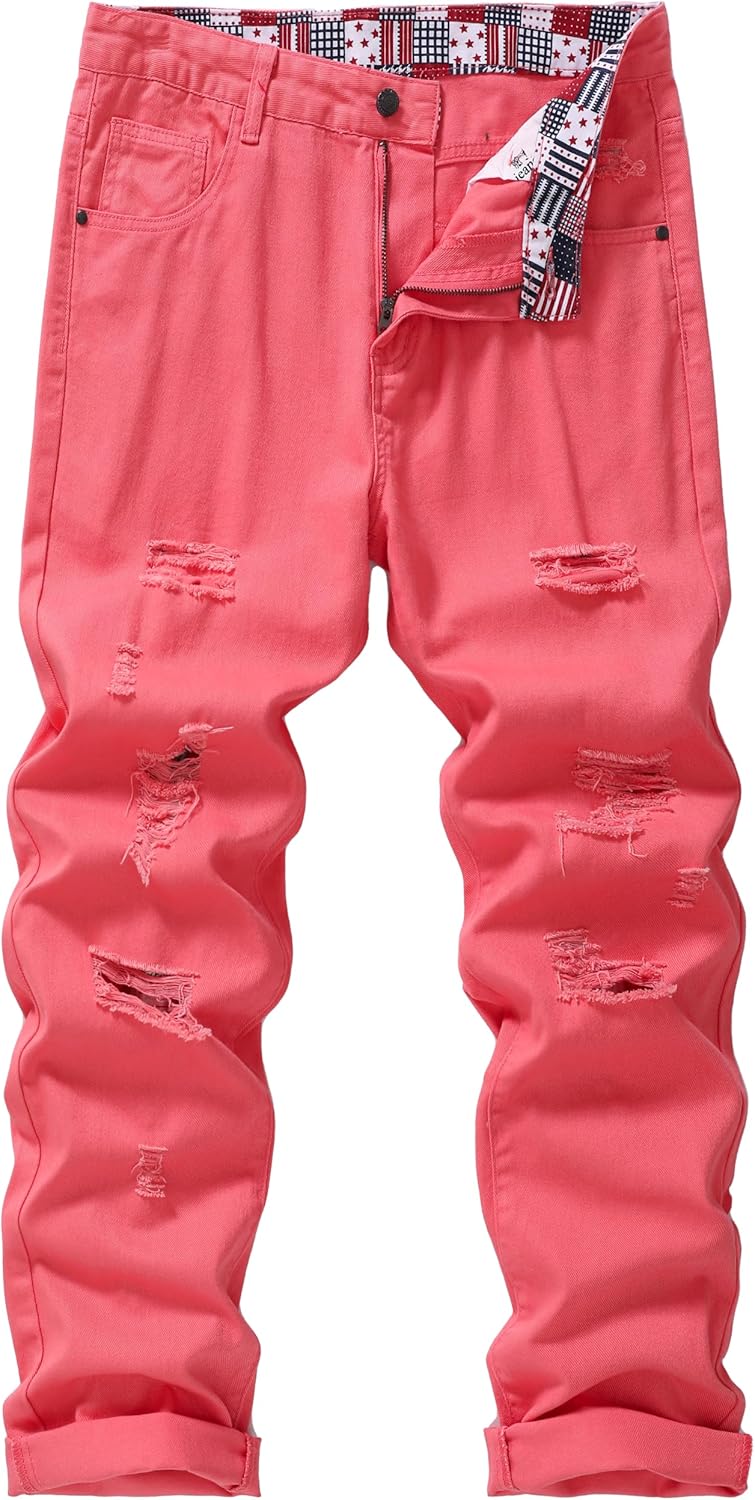Men's Non-Stretch Regular Fit Straight-Leg Denim Pants Jeans