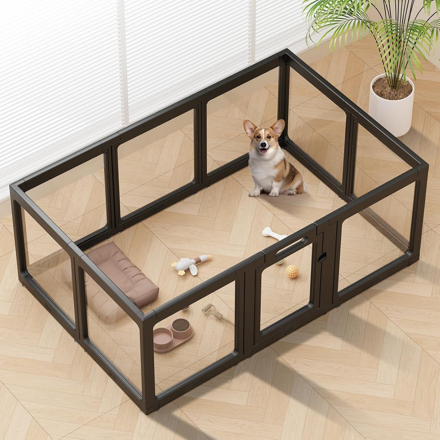 Clear Acrylic Dog Playpen Indoor for Puppies and Cats - 10 Panels